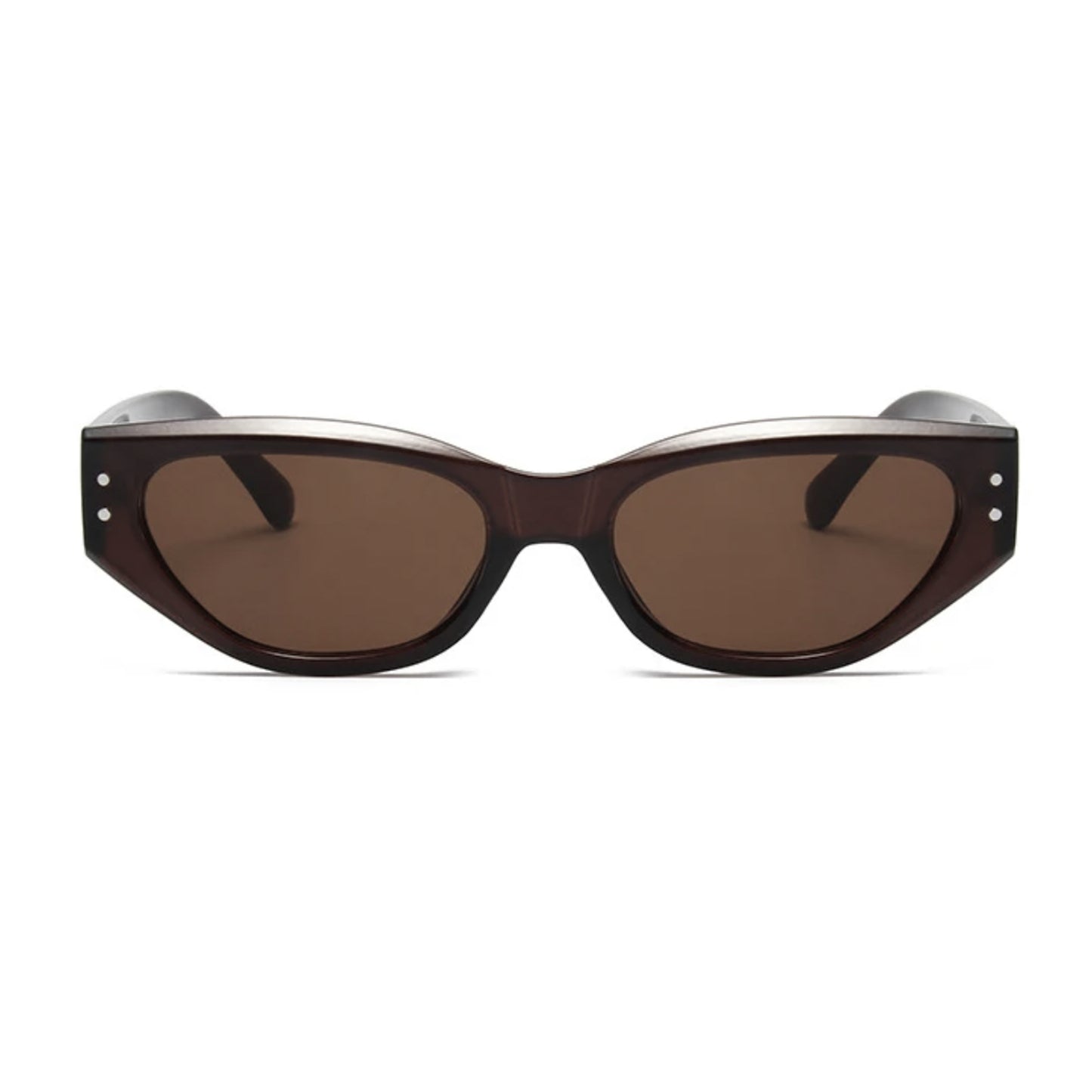 SLIM BROWN OVAL SUNGLASSES