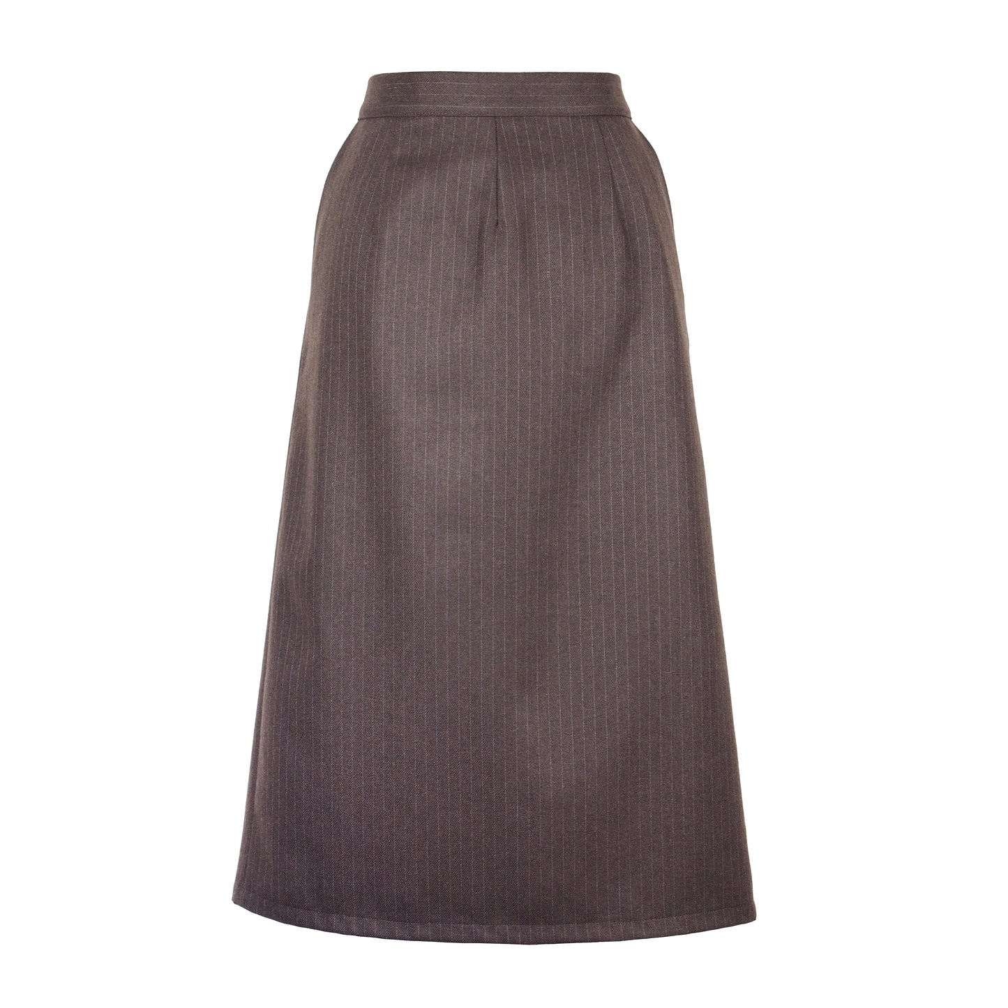 PINSTRIPE WOOL MIDI SKIRT