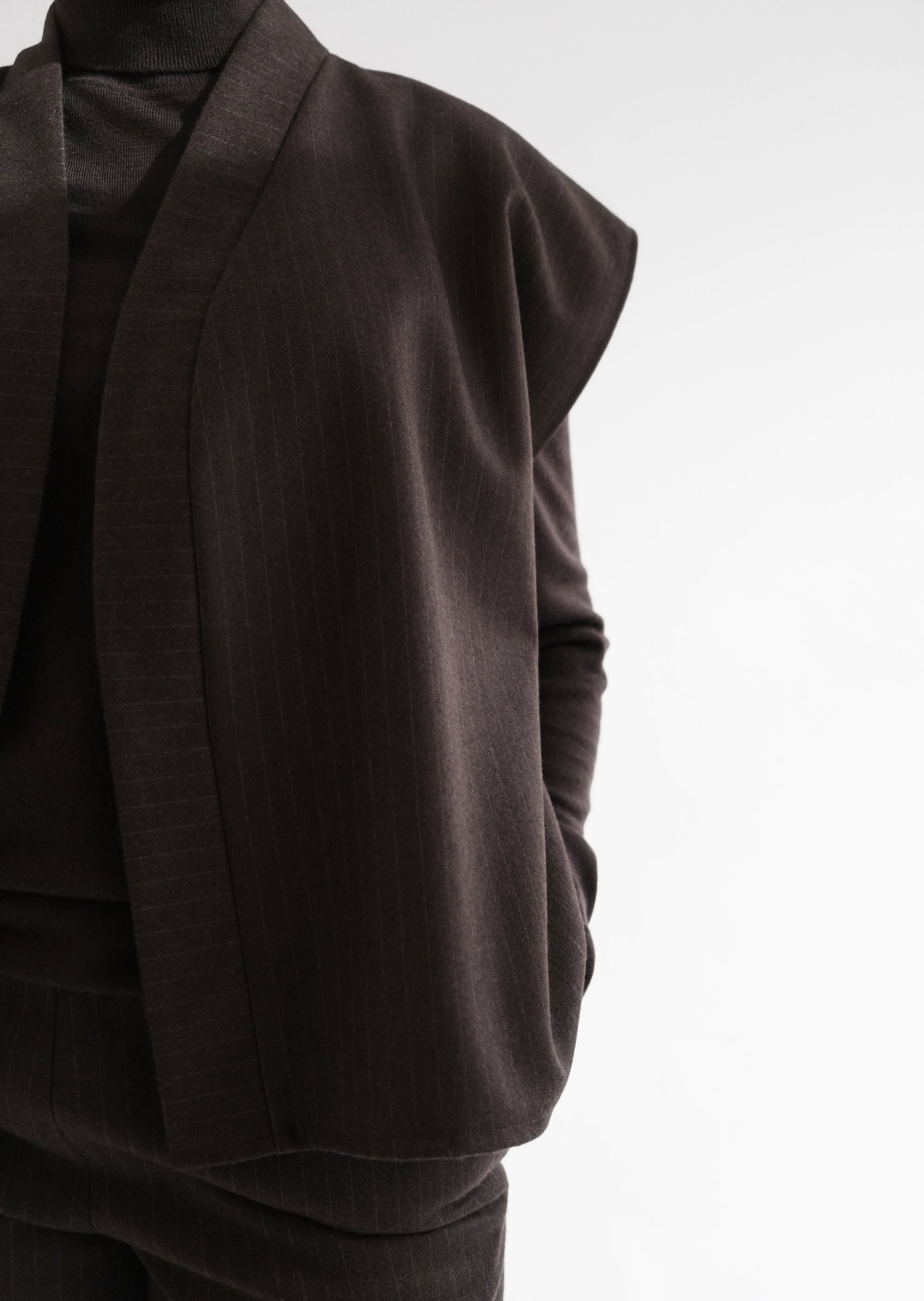 BROWN PINSTRIPE WOOL WAISTCOAT