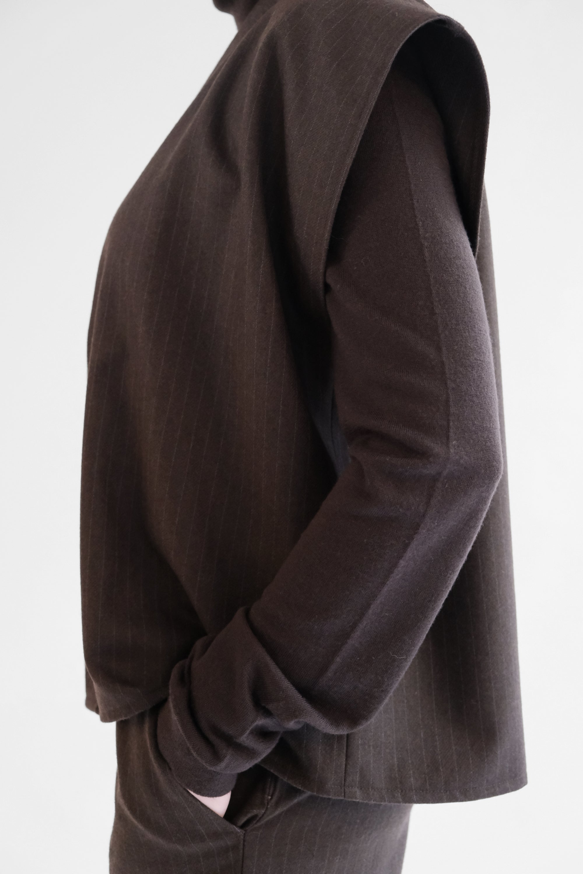 BROWN PINSTRIPE WOOL WAISTCOAT