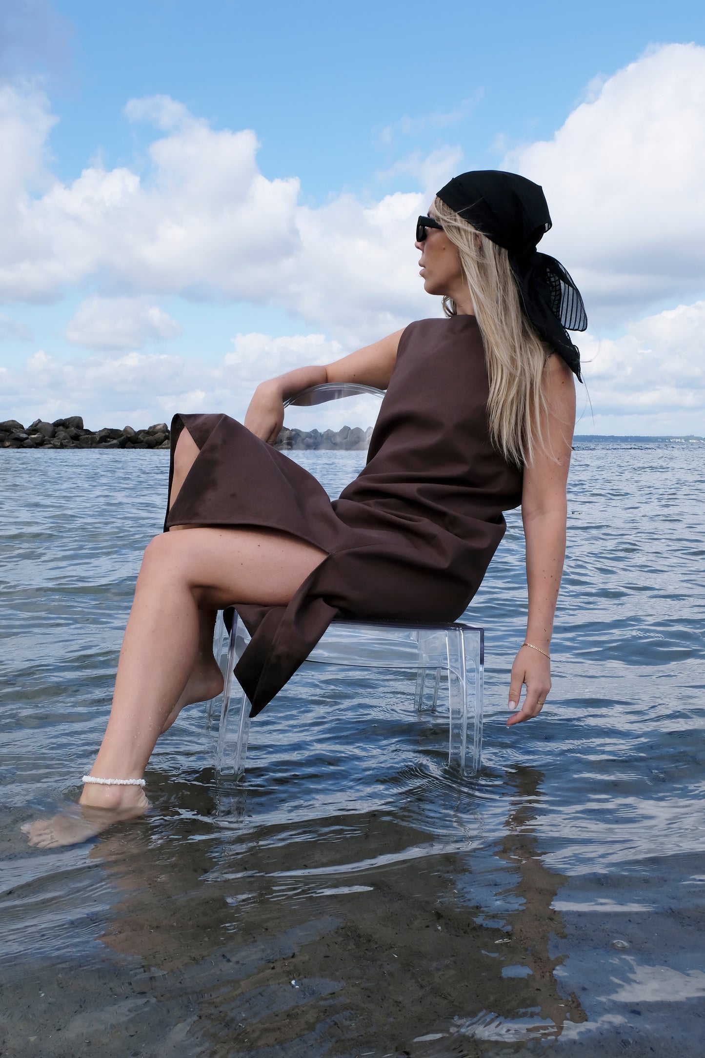 BROWN MAXI SHIFT DRESS