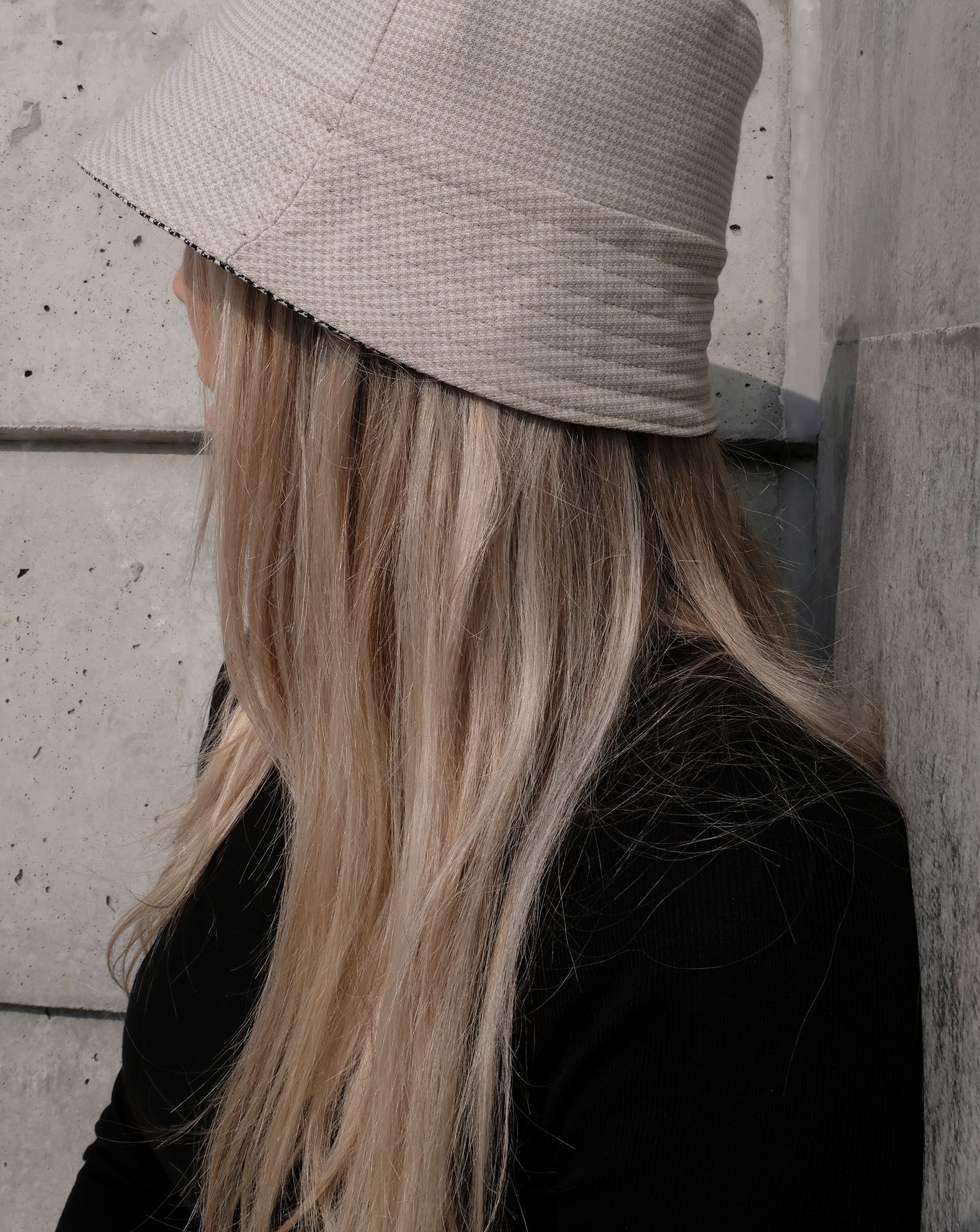 UPCYCLED HOUNDSTOOTH BUCKET HAT