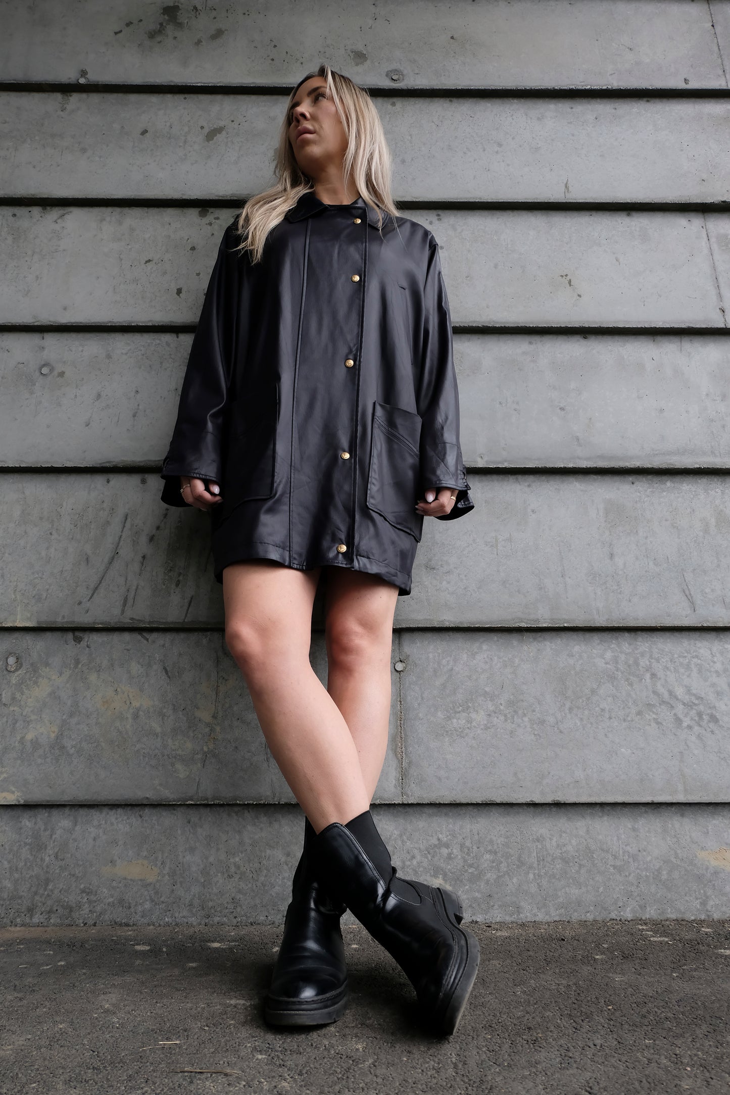 NAVY BLUE PATENT JACKET