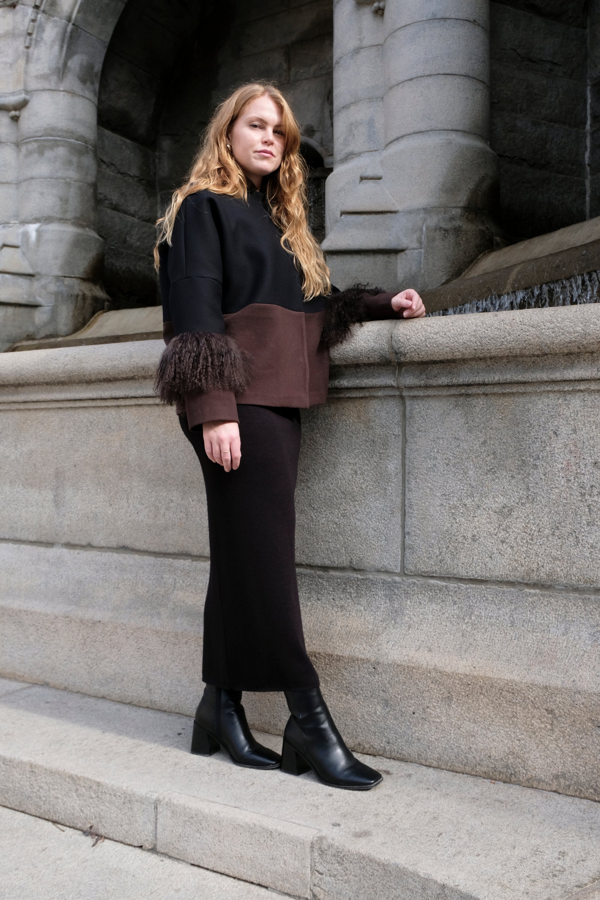 COLOR BLOCKING WOOL JACKET