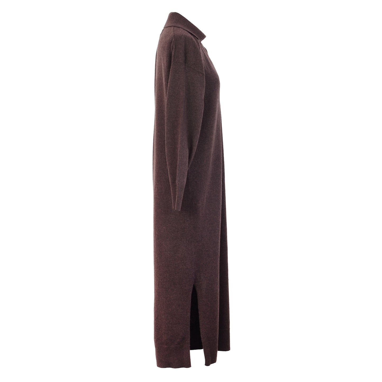 BROWN MAXI WOOL DRESS