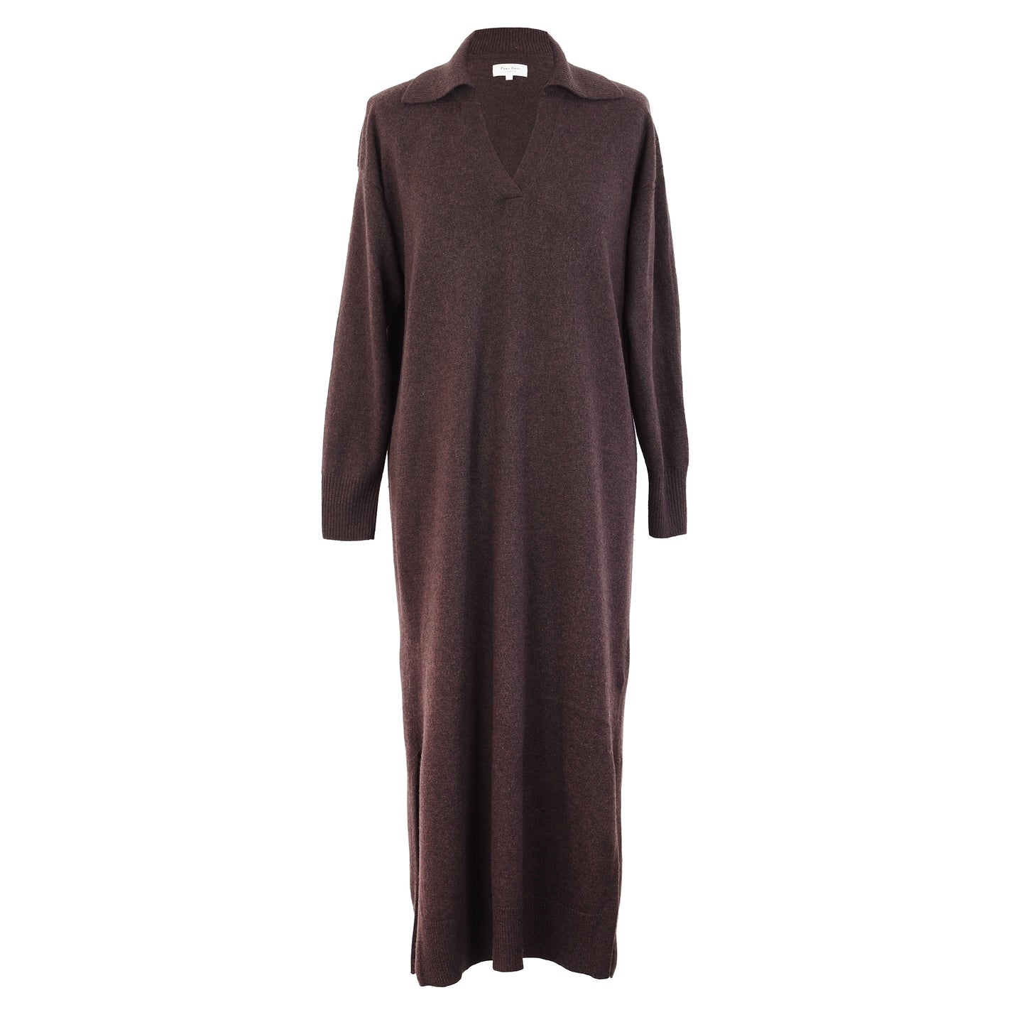 BROWN MAXI WOOL DRESS