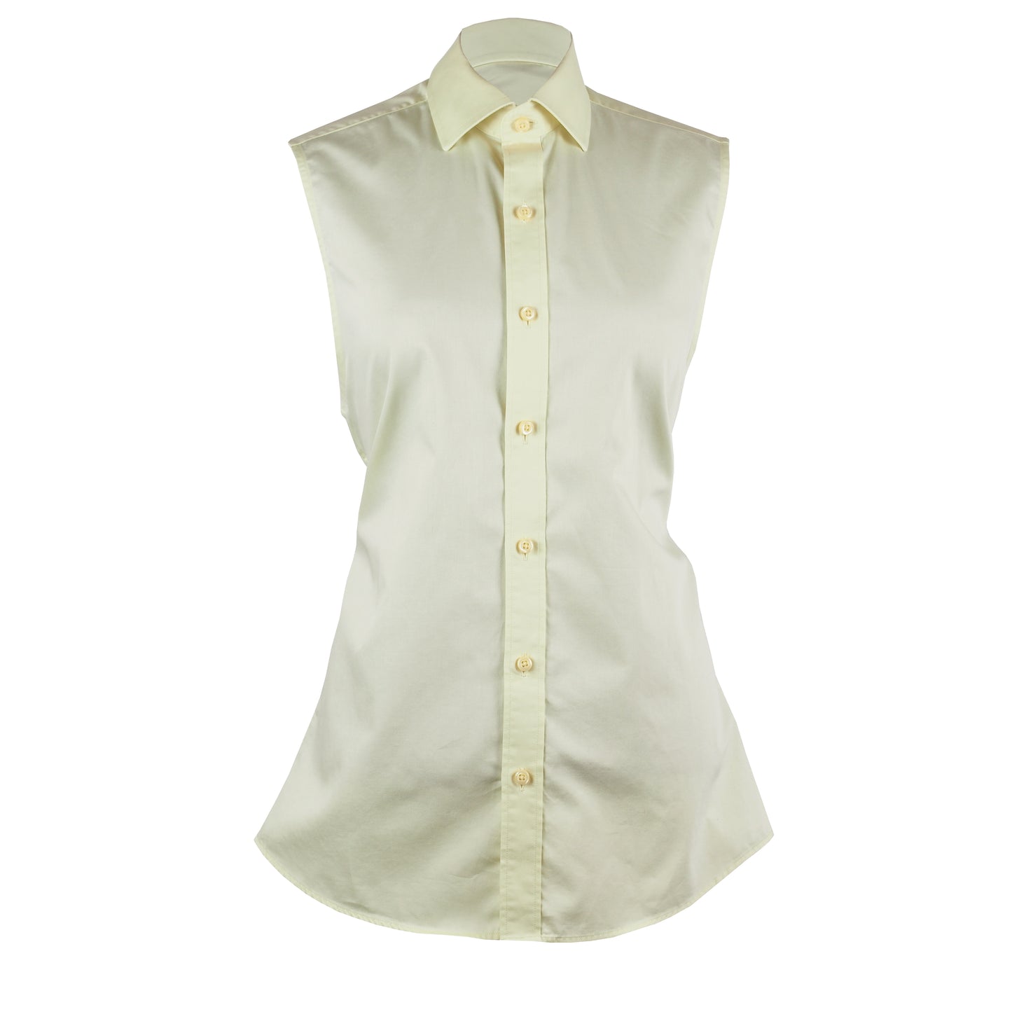 SLEEVELESS BUTTER YELLOW SHIRT