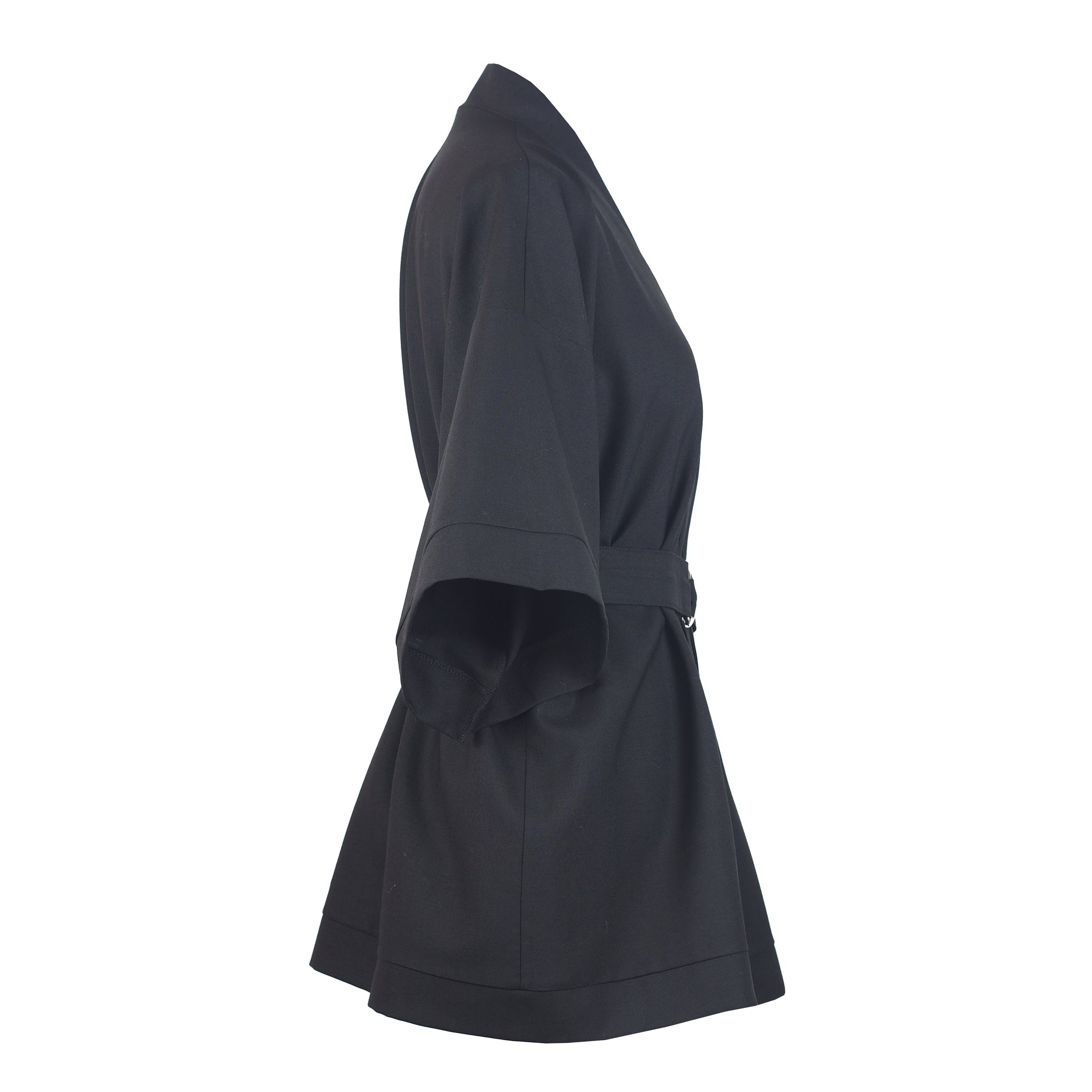 BLACK WOOL KIMONO