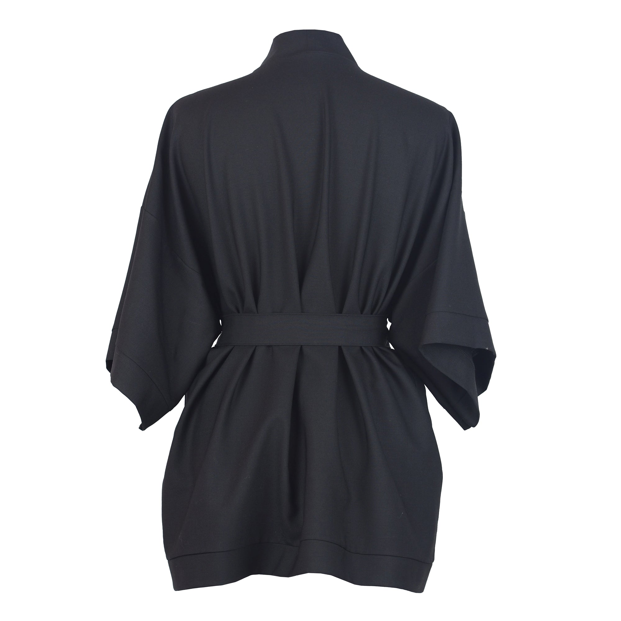 BLACK WOOL KIMONO