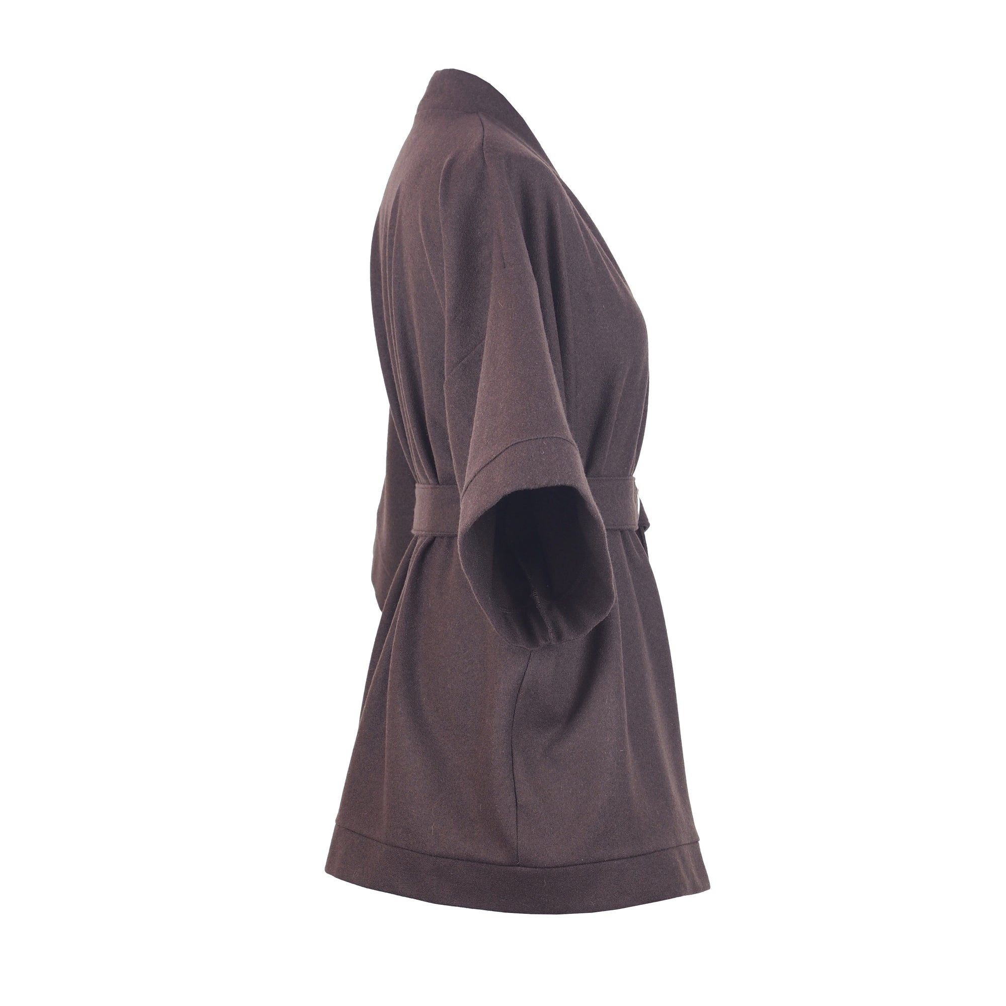 BROWN WOOL KIMONO