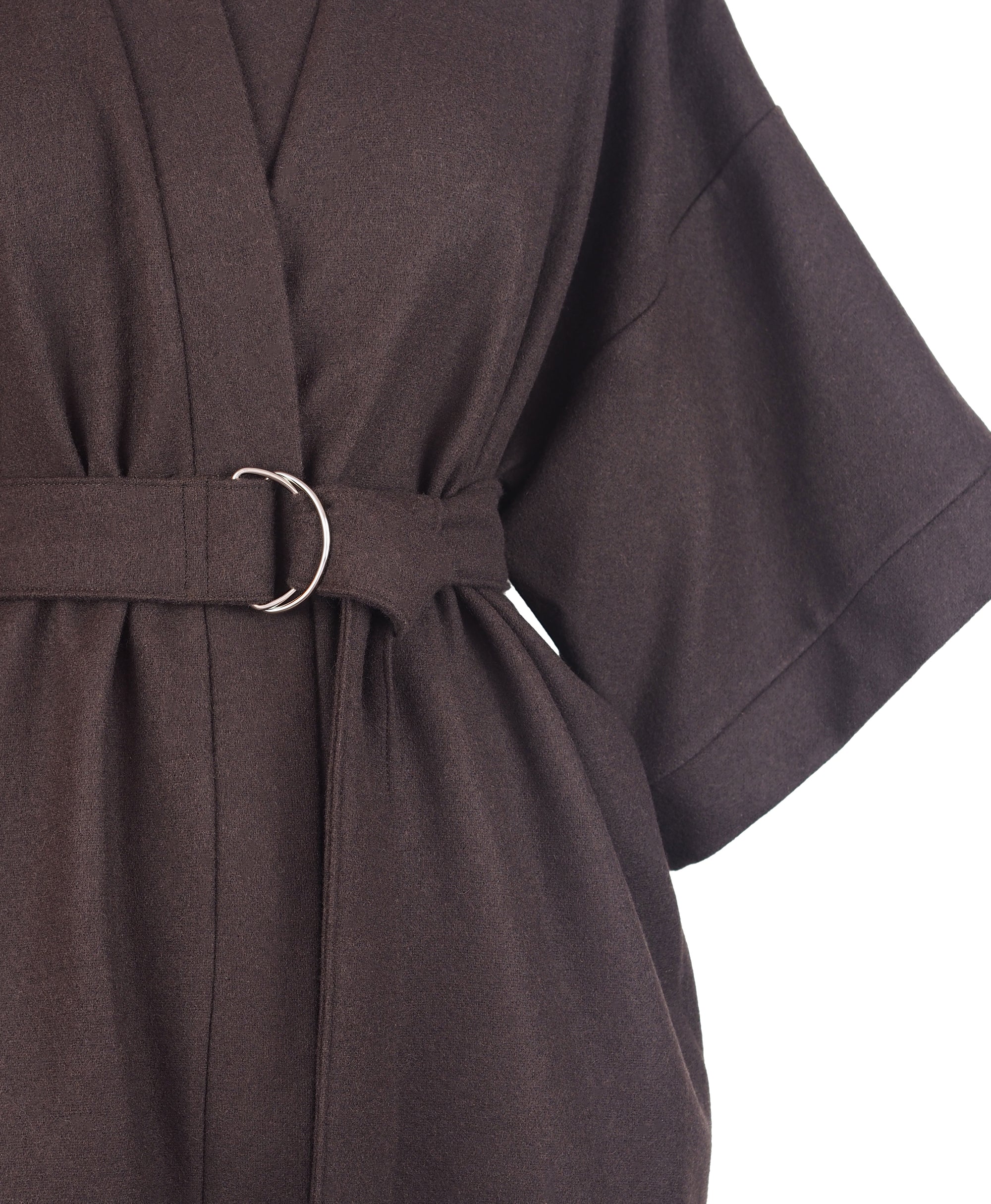 BROWN WOOL KIMONO