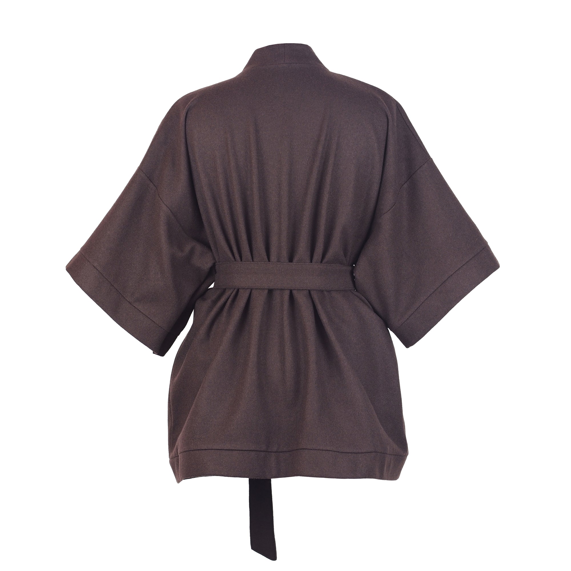 BROWN WOOL KIMONO