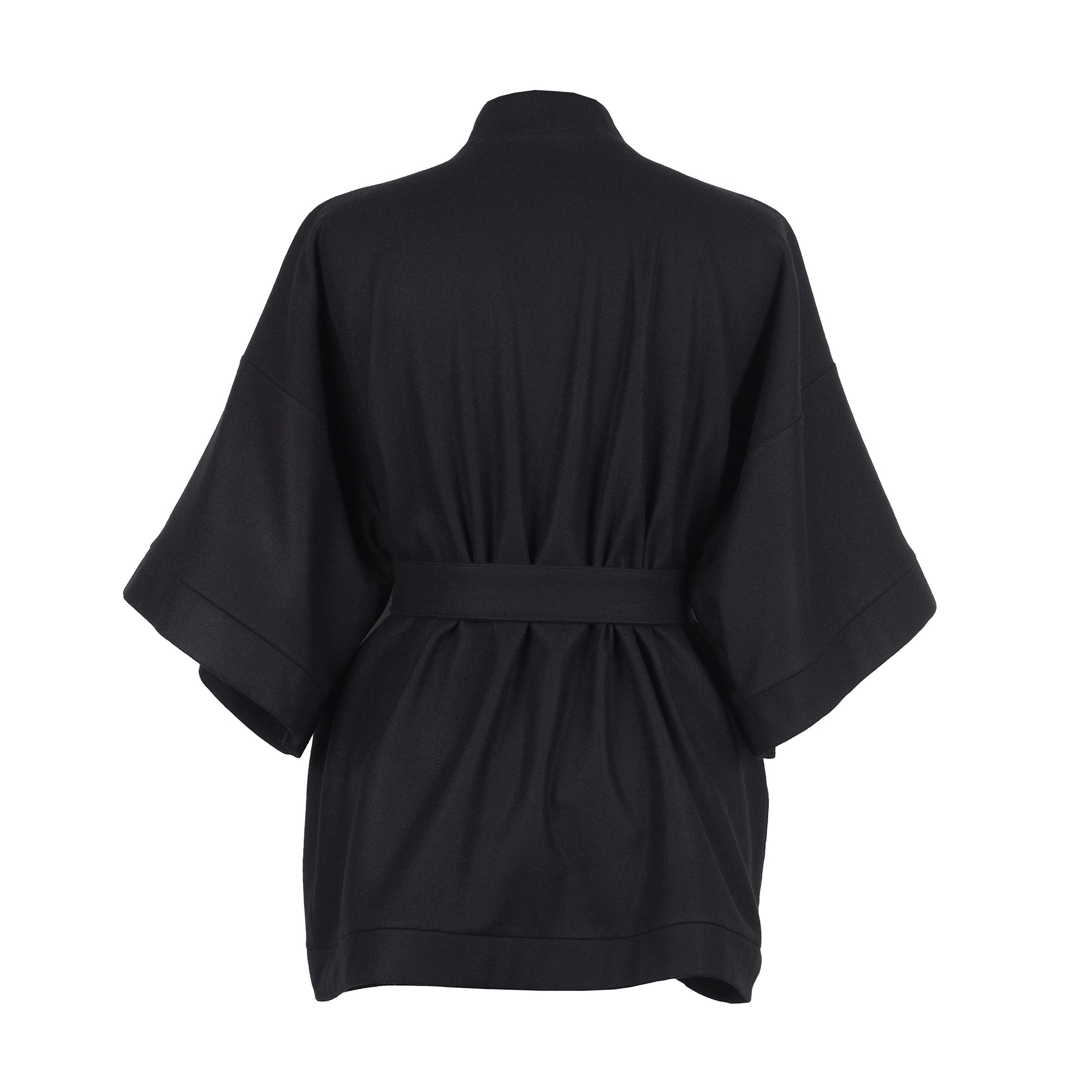 BLACK WOOL KIMONO