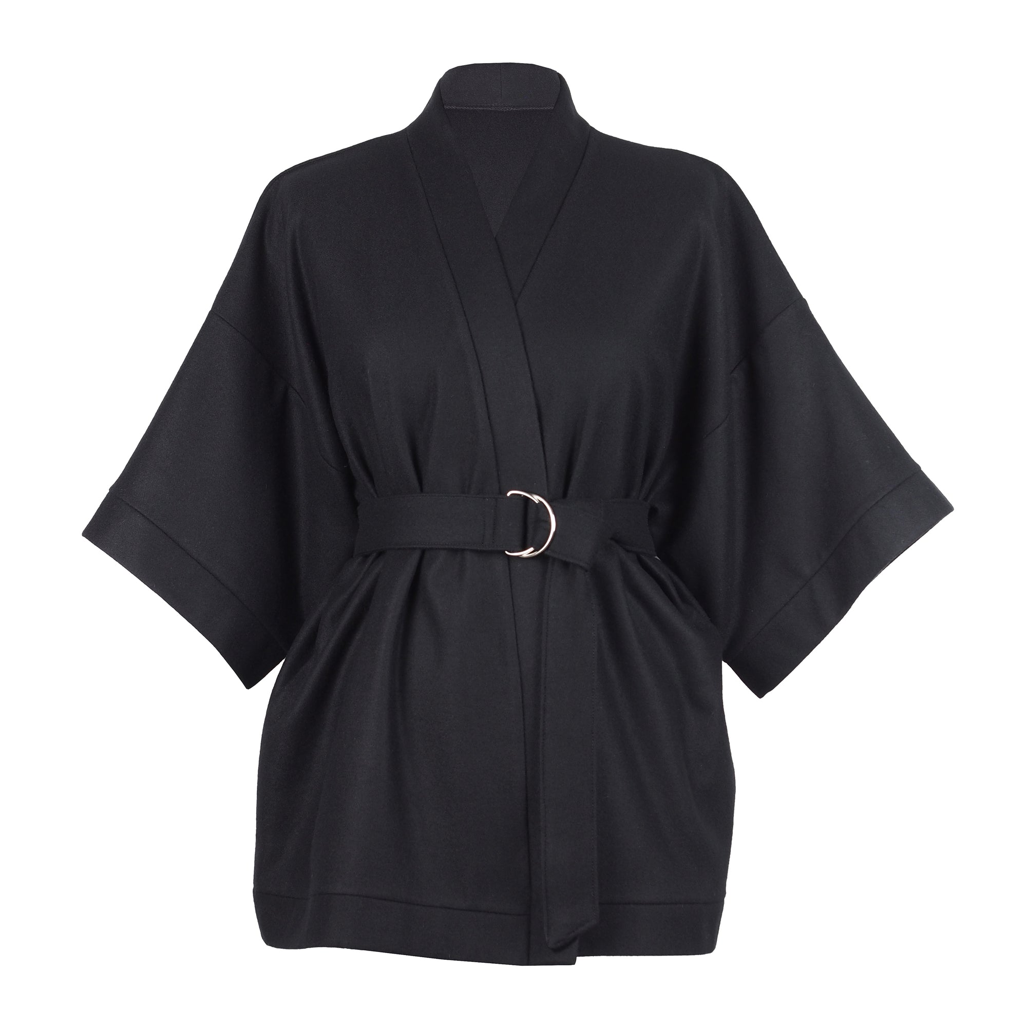 BLACK WOOL KIMONO