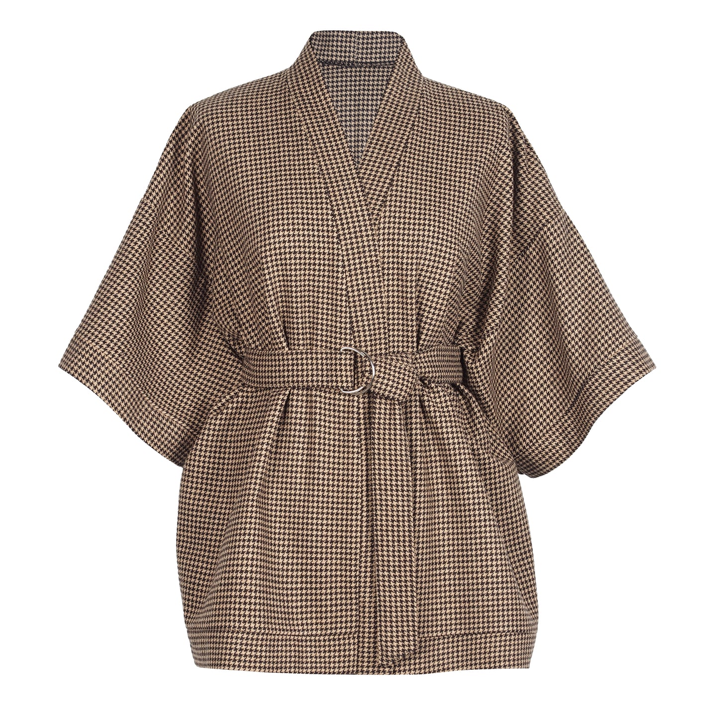 HOUNDSTOOTH WOOL KIMONO