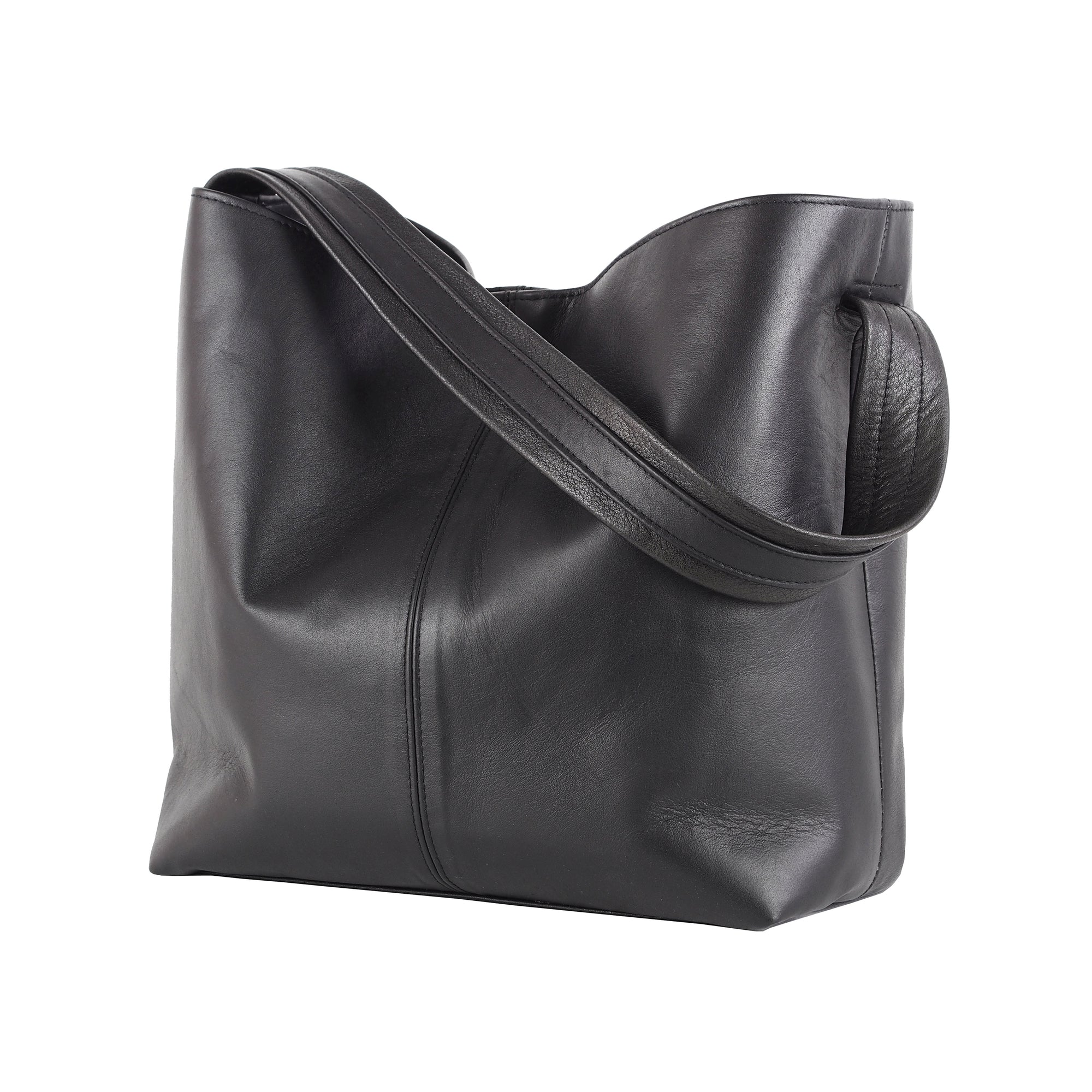 BLACK LEATHER TOTE BAG