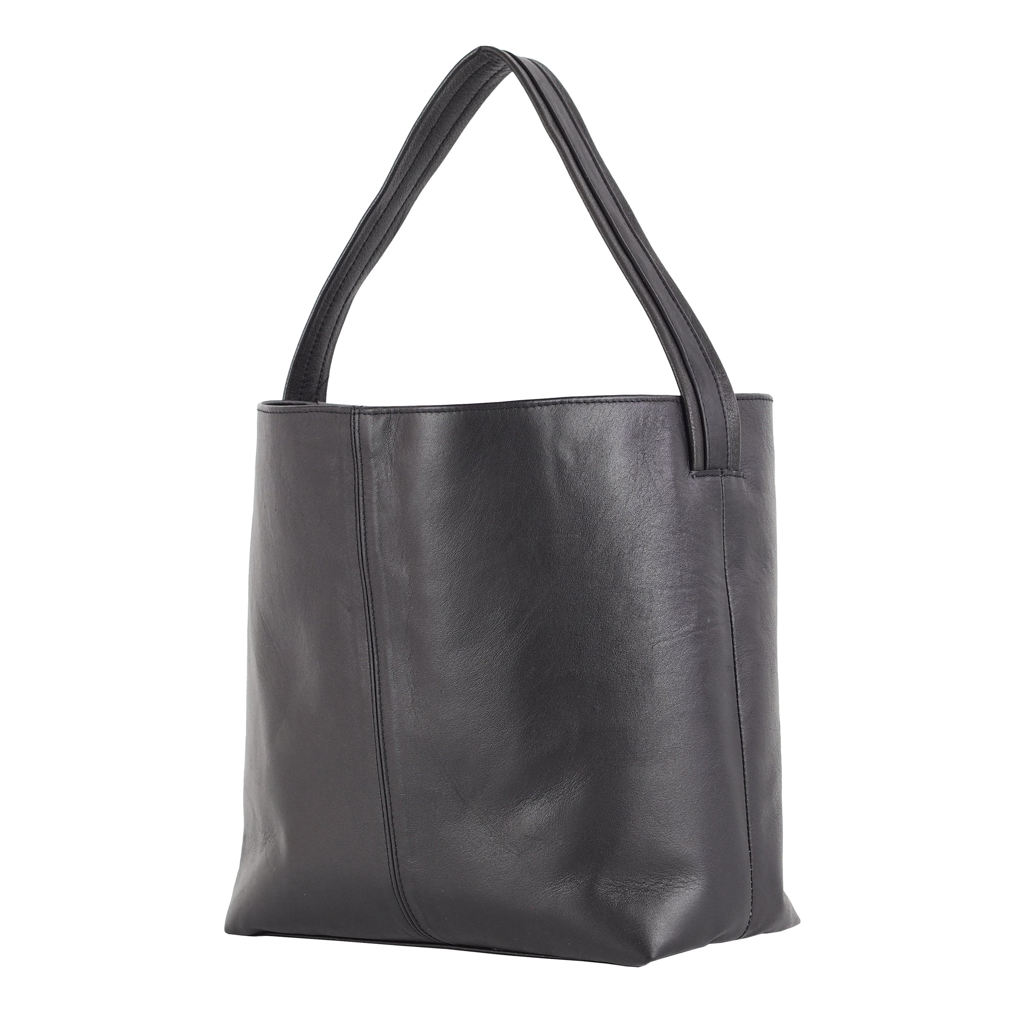 BLACK LEATHER TOTE BAG