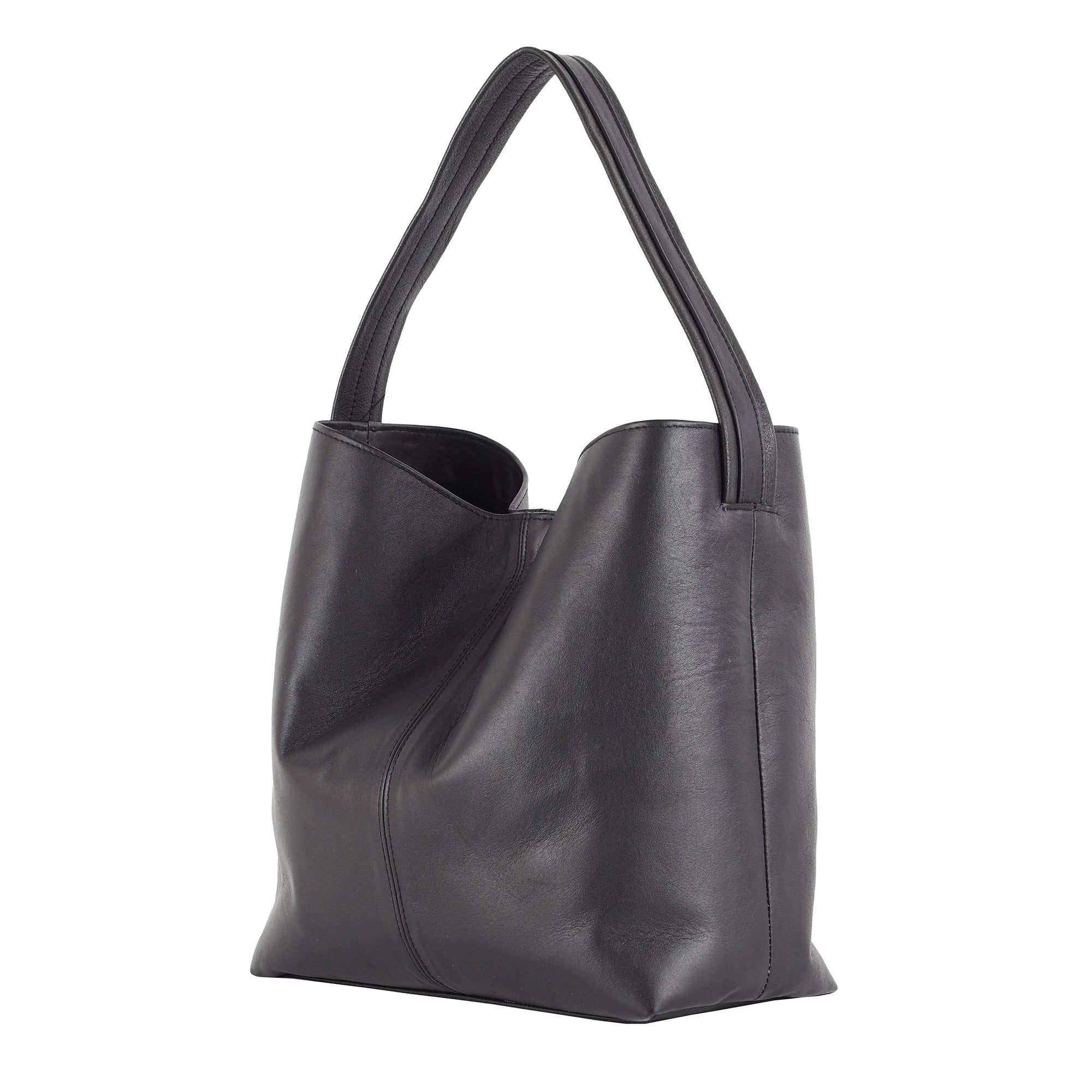 BLACK LEATHER TOTE BAG