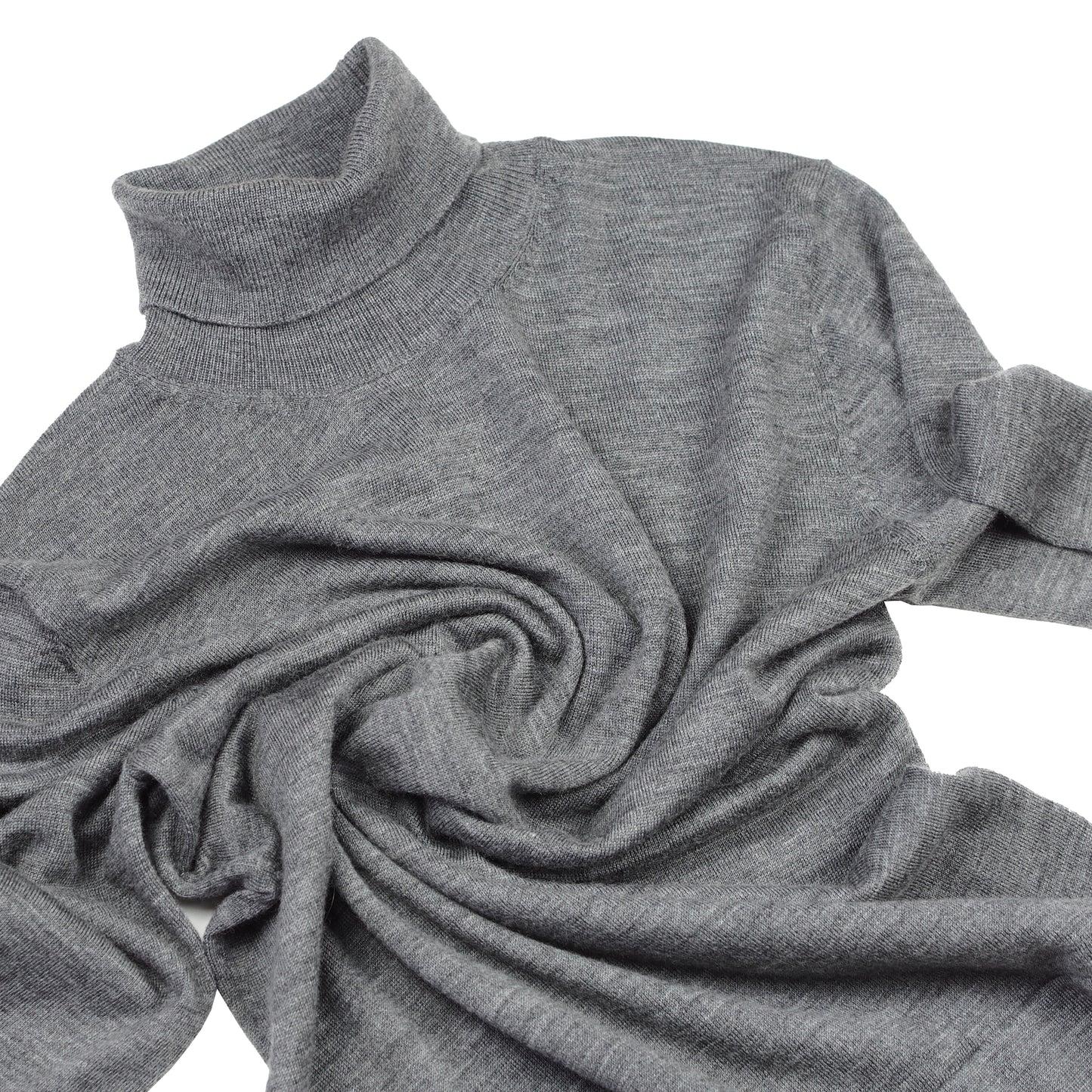 GRAY HIGH NECK MERINO WOOL PULLOVER
