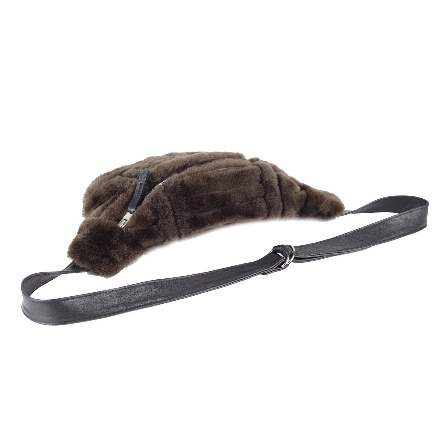 CHOCOLATE BROWN SHEARLING BUM BAG