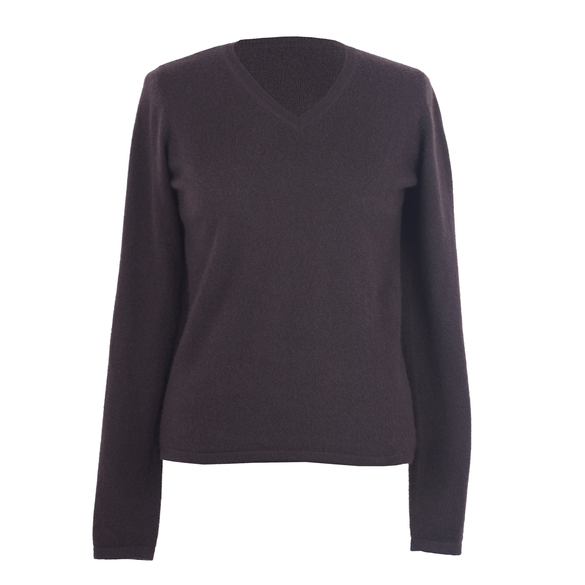 BROWN V-NECK CASHMERE SWEATER