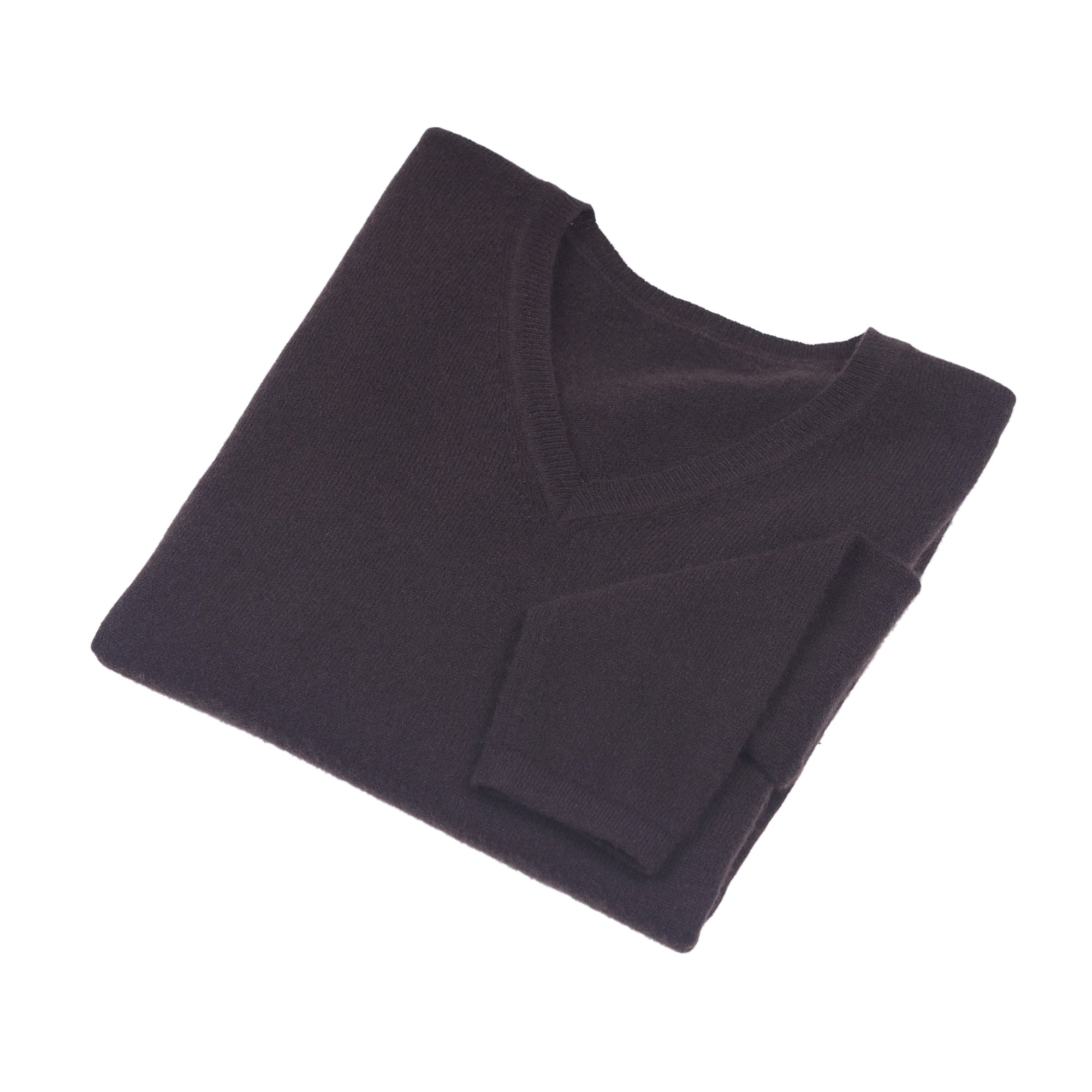 BROWN V-NECK CASHMERE SWEATER