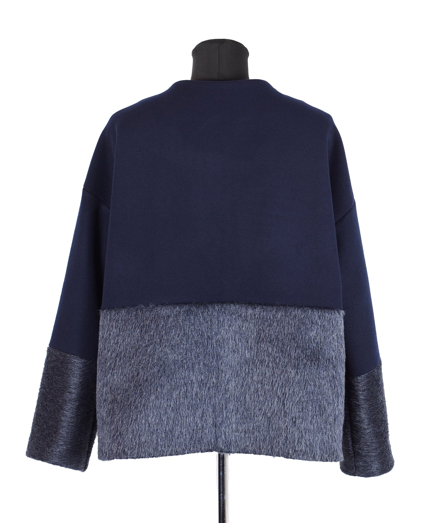 COLOR BLOCKING WOOL COAT