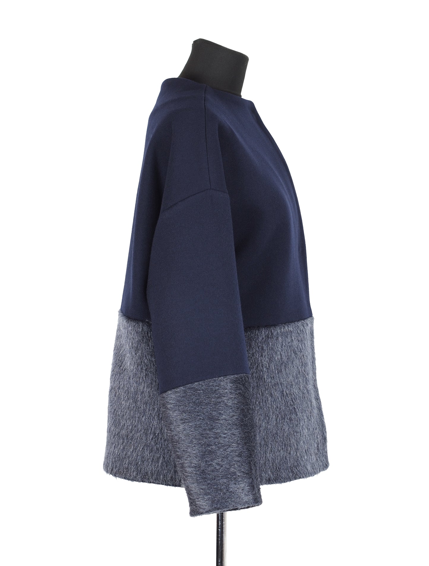 COLOR BLOCKING WOOL COAT