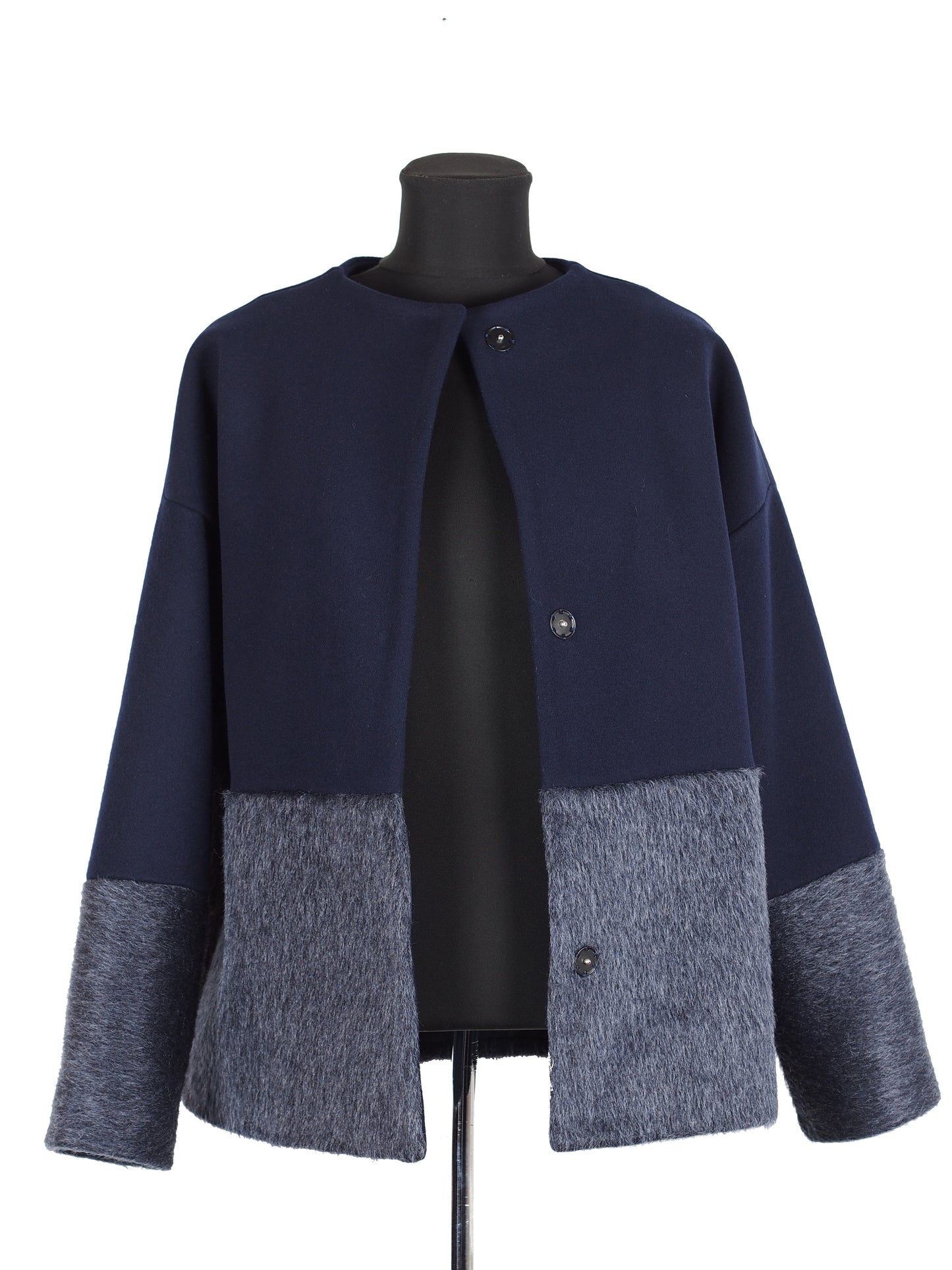 COLOR BLOCKING WOOL COAT