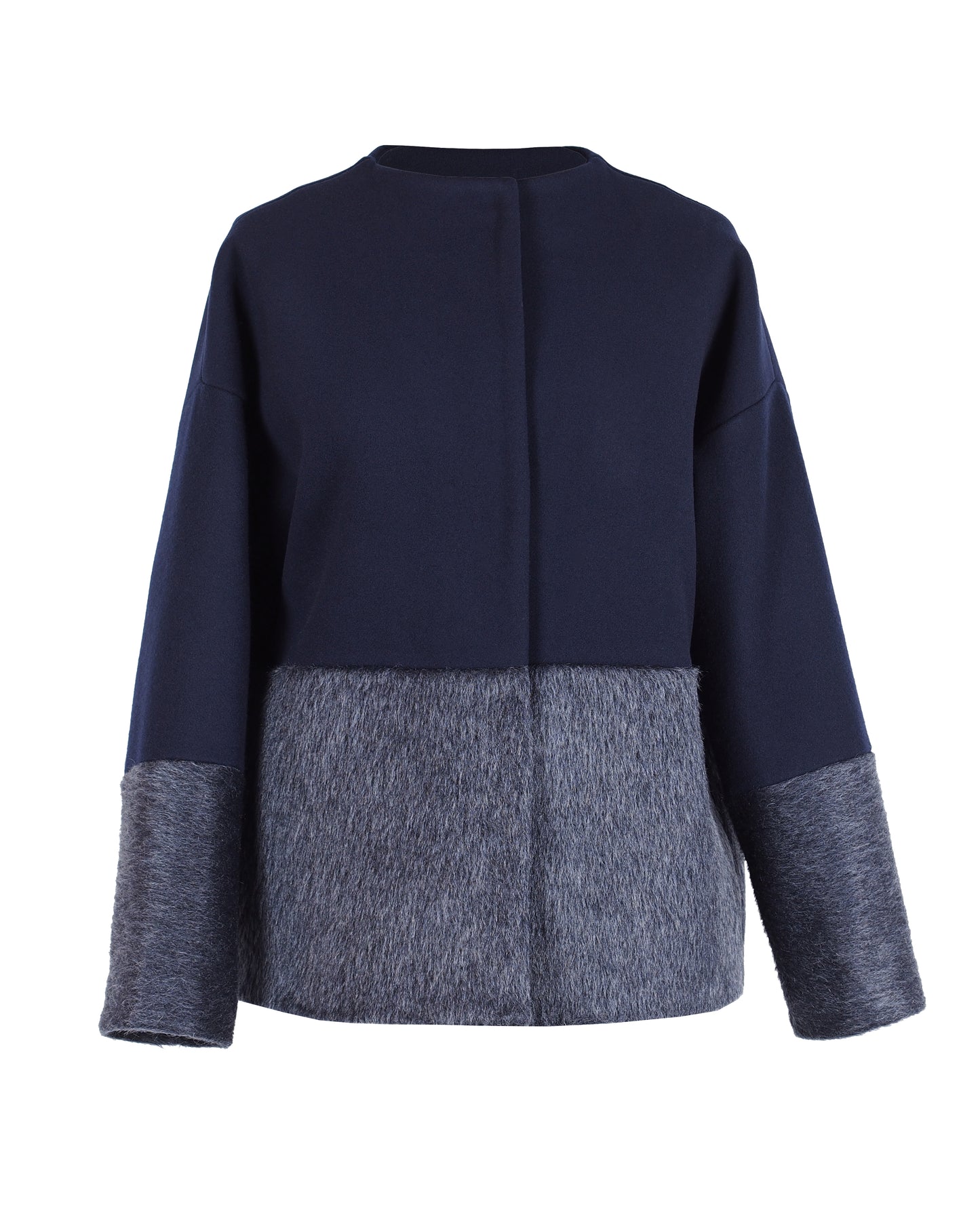COLOR BLOCKING WOOL COAT
