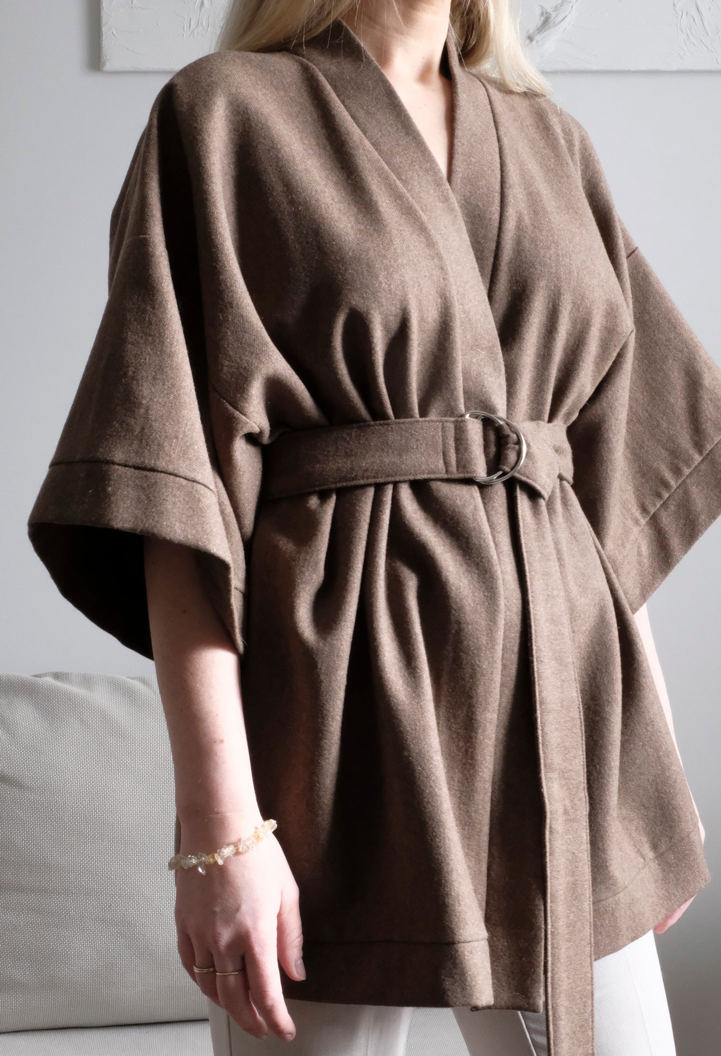 BROWN WOOL KIMONO