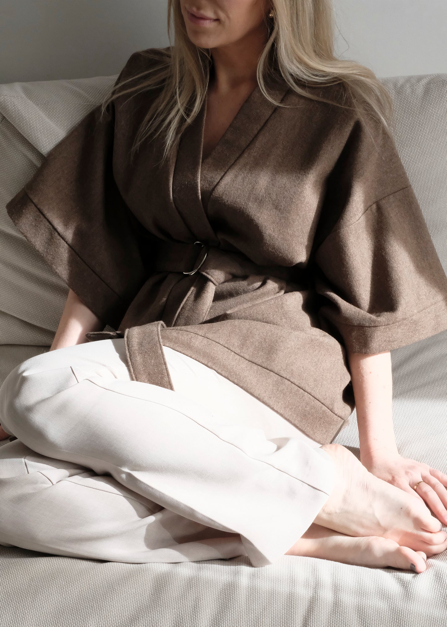 BROWN WOOL KIMONO