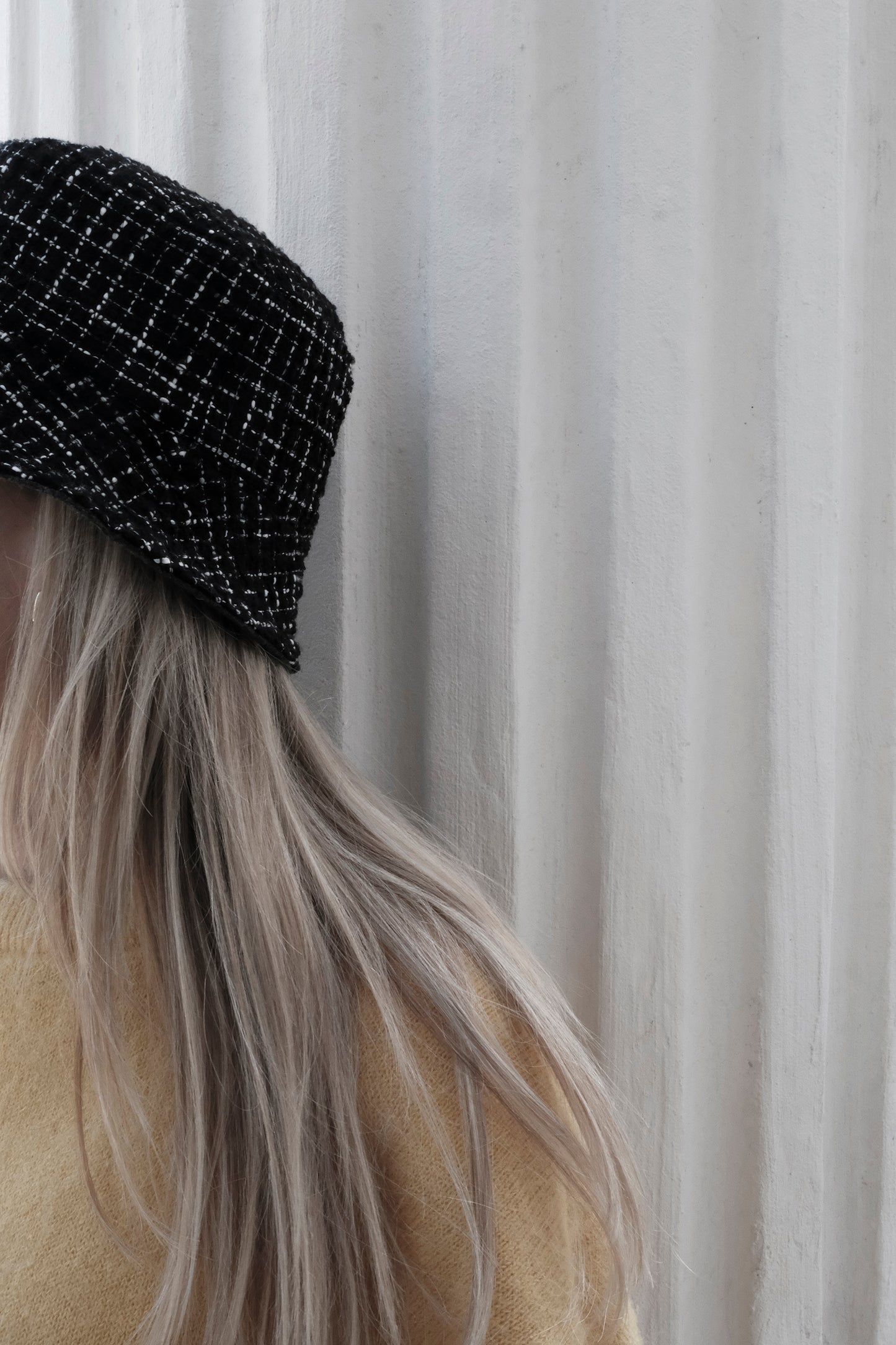 UPCYCLED BOUCLÉ BUCKET HAT