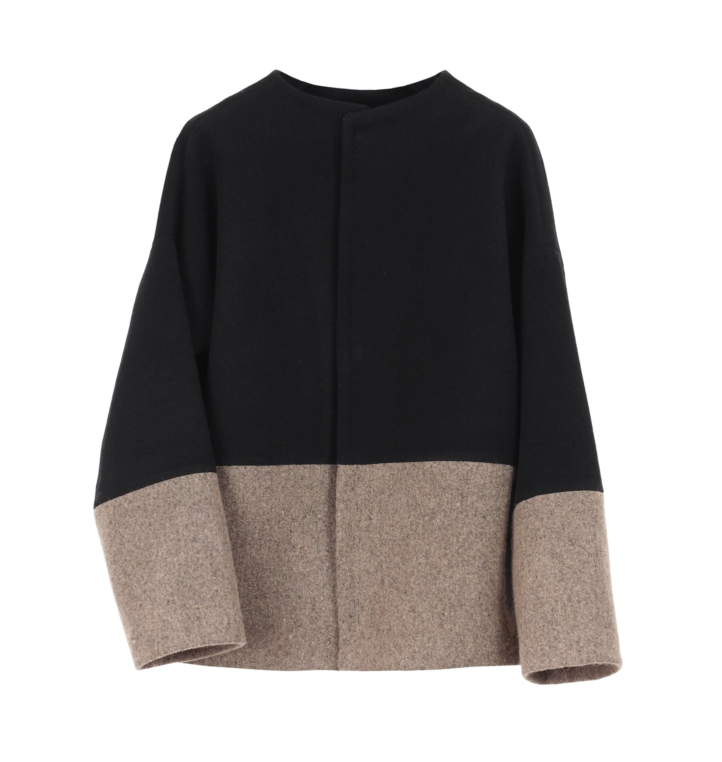 COLOR BLOCKING WOOL COAT