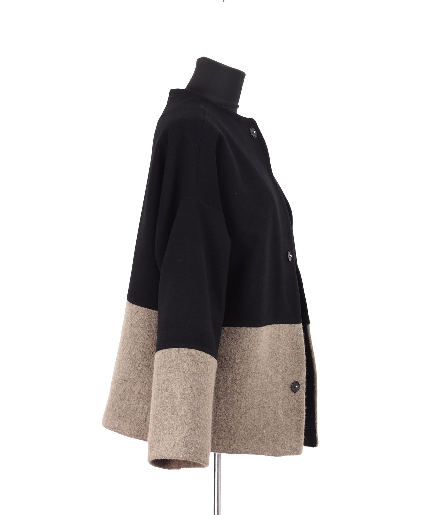 COLOR BLOCKING WOOL COAT