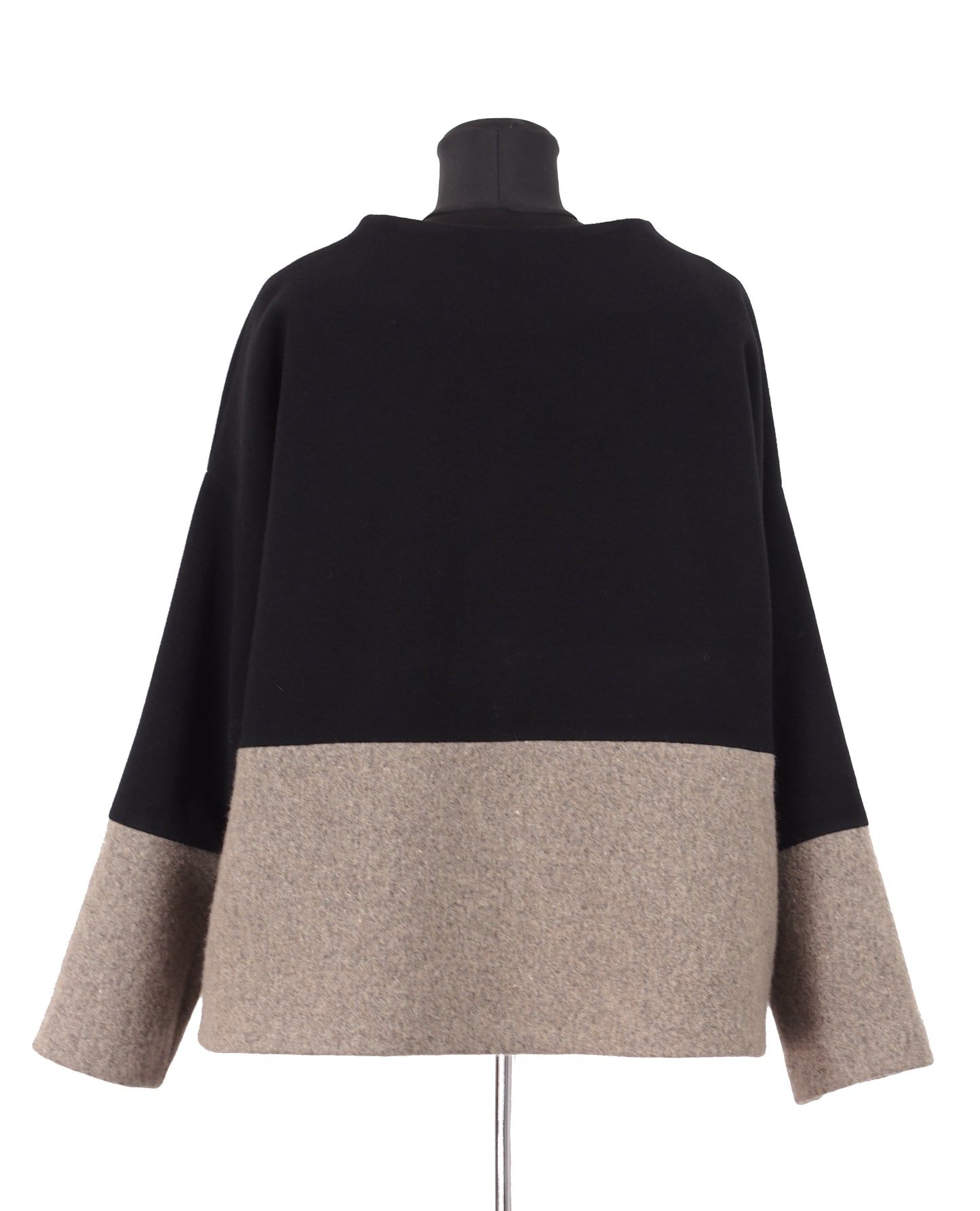COLOR BLOCKING WOOL COAT