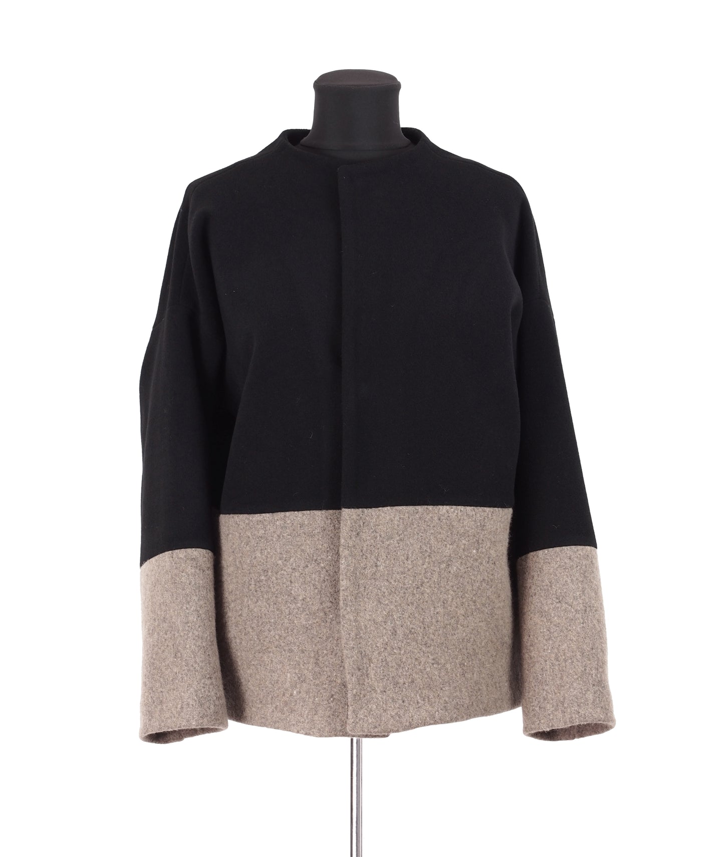 COLOR BLOCKING WOOL COAT