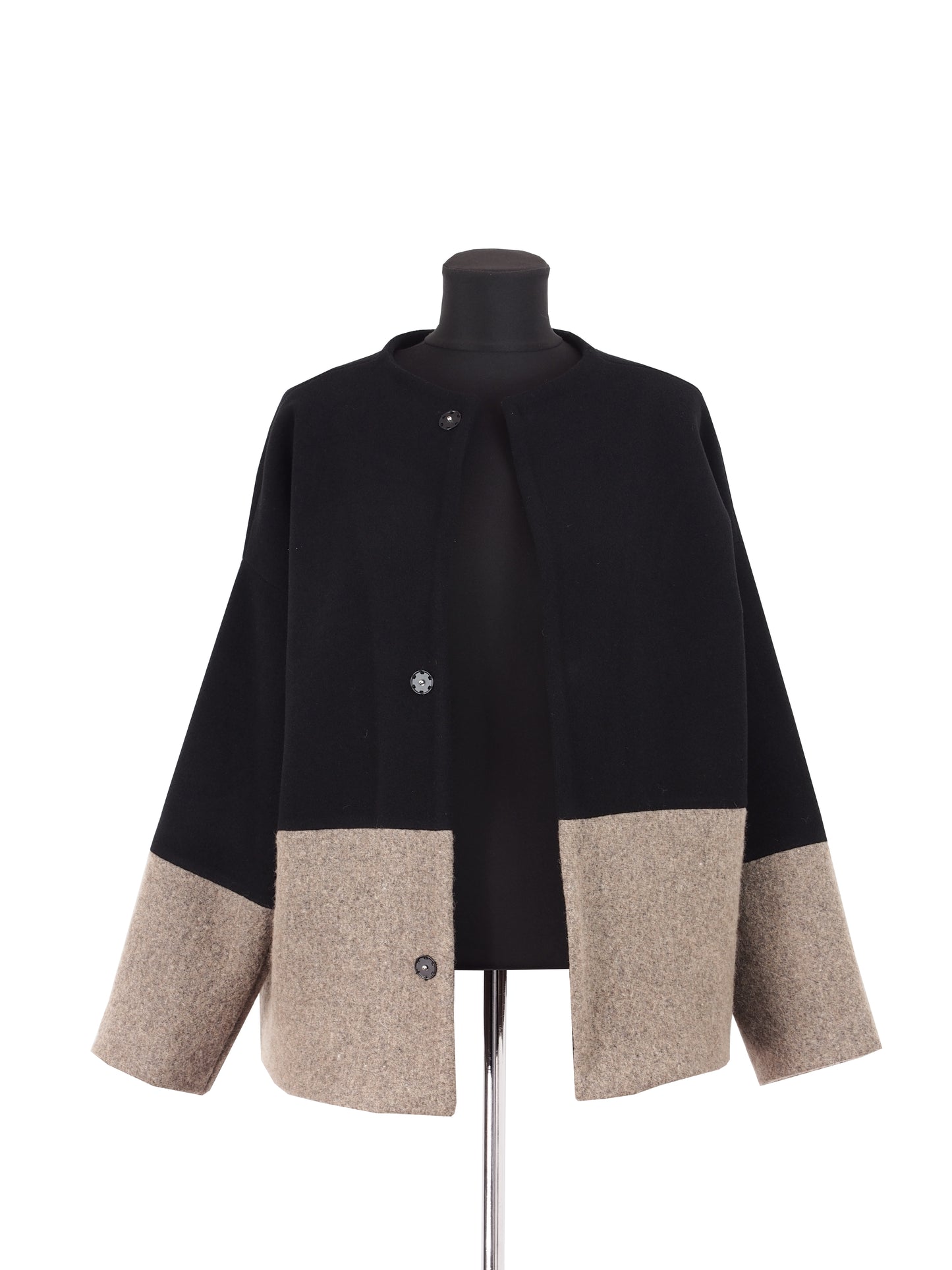 COLOR BLOCKING WOOL COAT