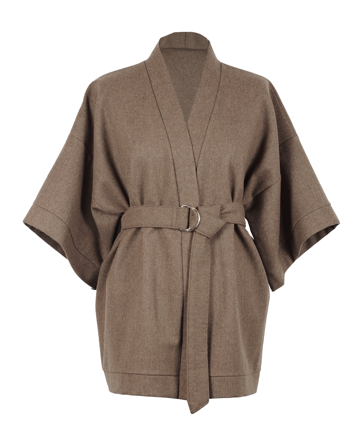 BROWN WOOL KIMONO