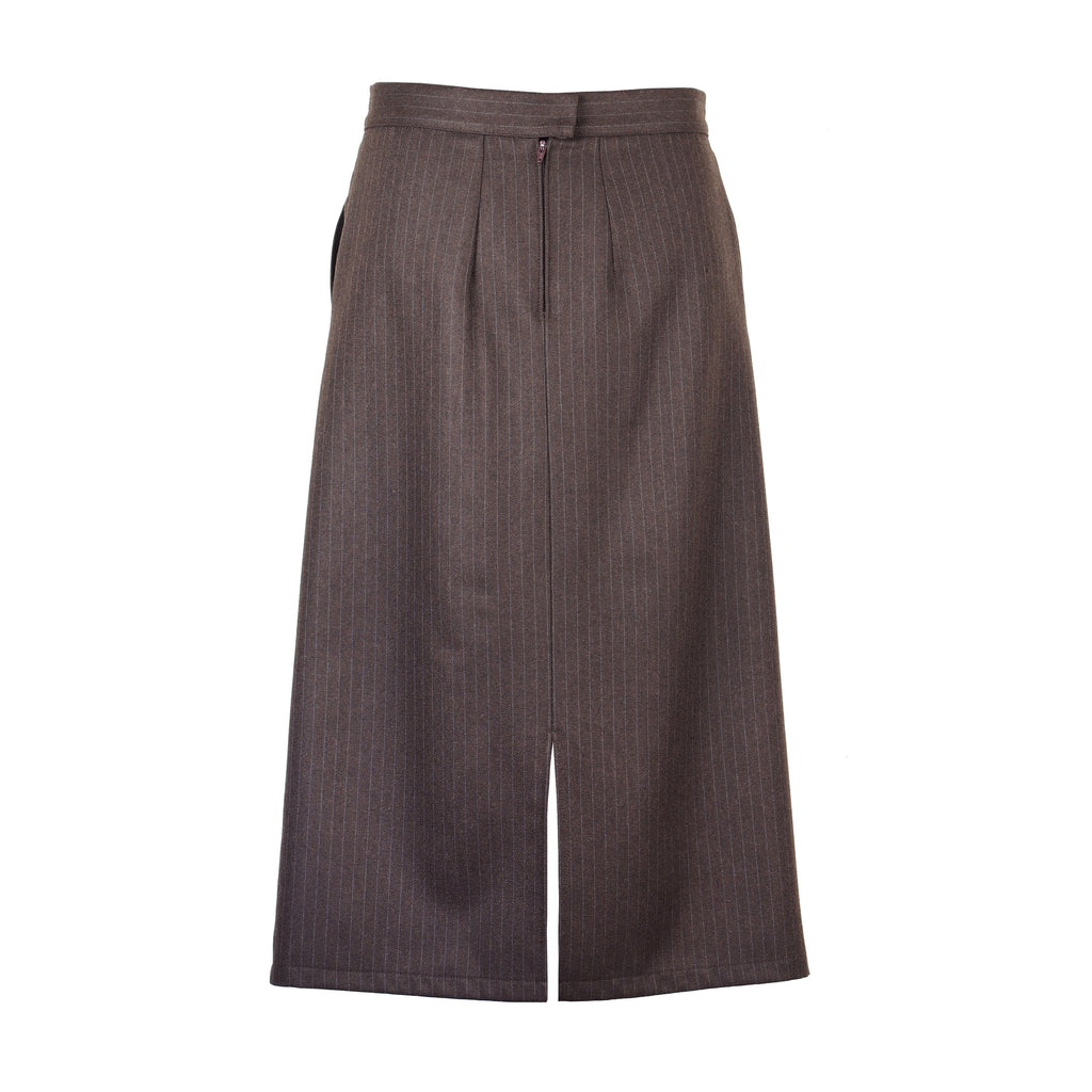 PINSTRIPE WOOL MIDI SKIRT