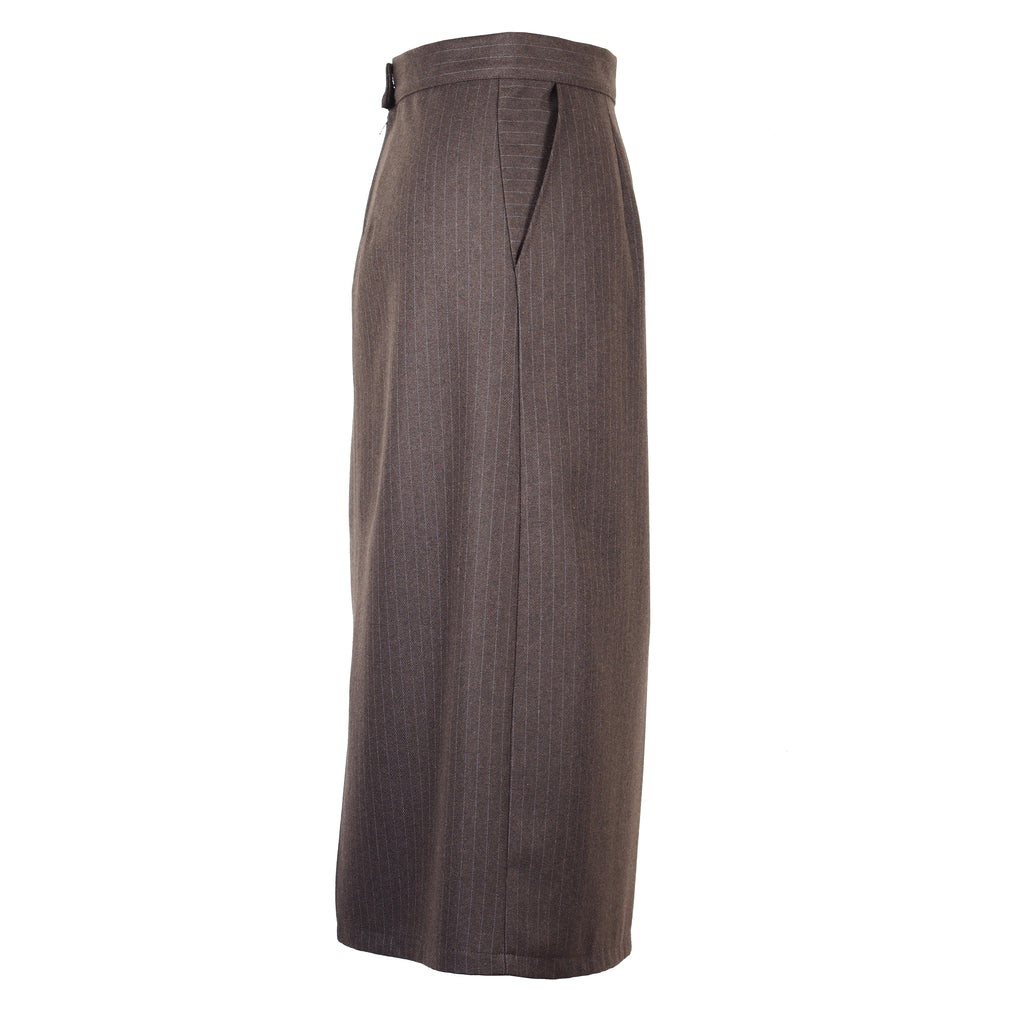 PINSTRIPE WOOL MIDI SKIRT