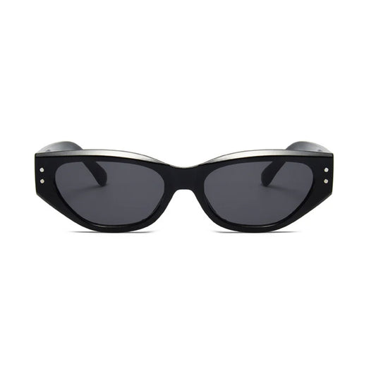 SLIM BLACK OVAL SUNGLASSES