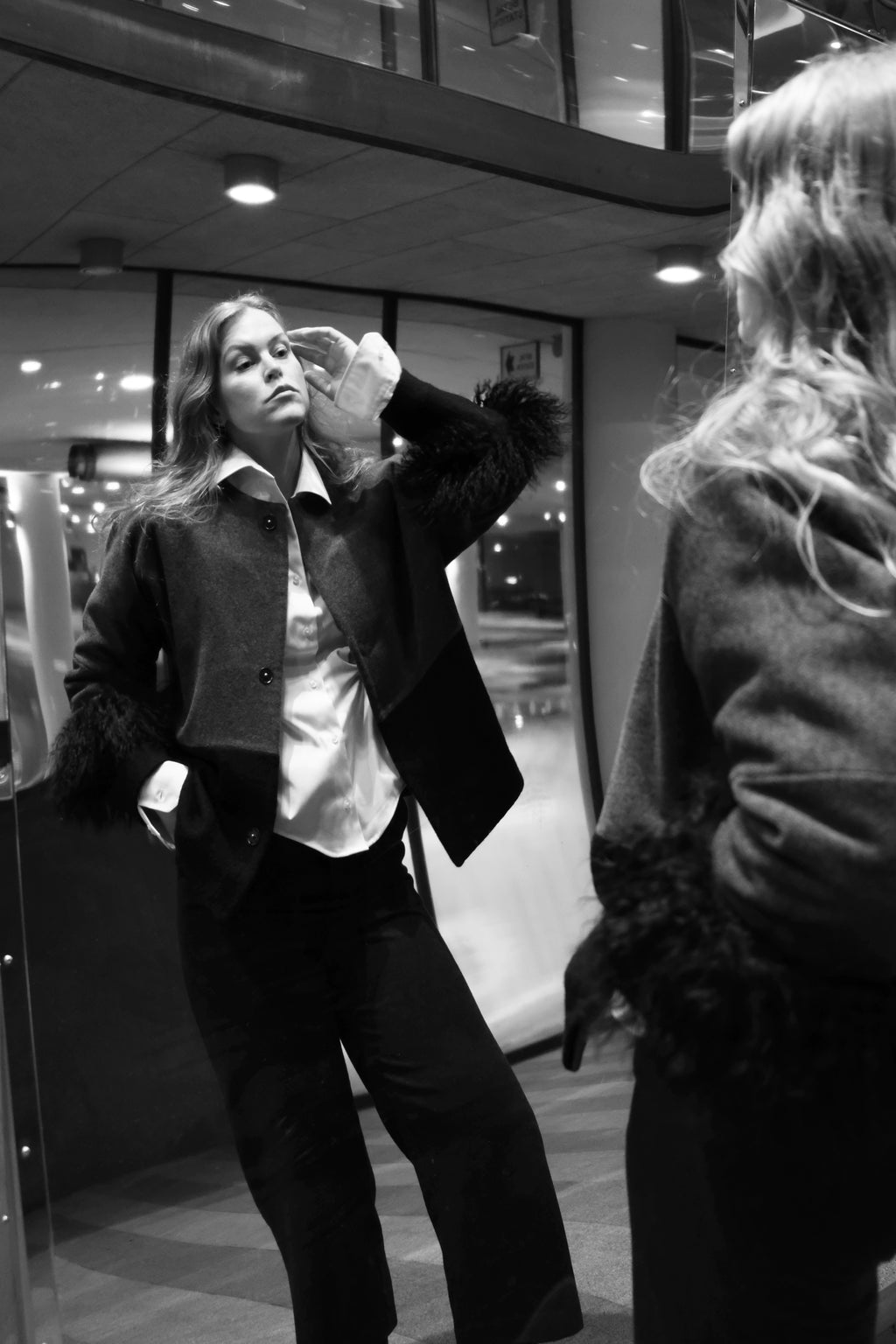 COLOR BLOCKING WOOL JACKET