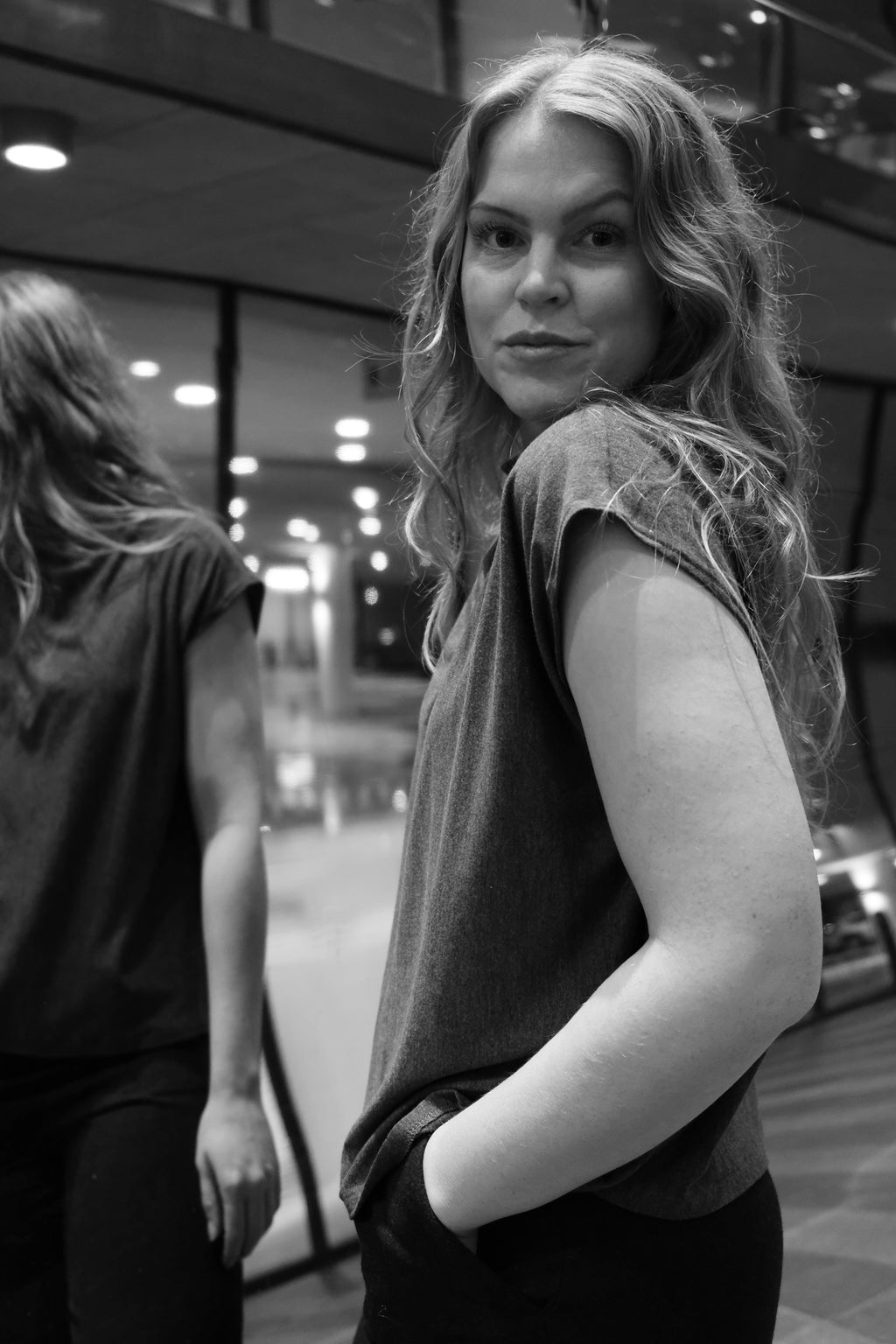 HIGH NECK GRAY BAMBOO T-SHIRT