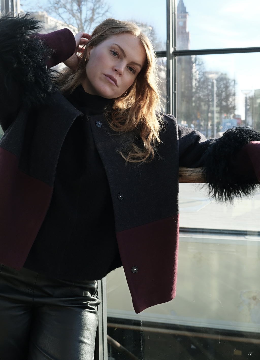 COLOR BLOCKING WOOL JACKET