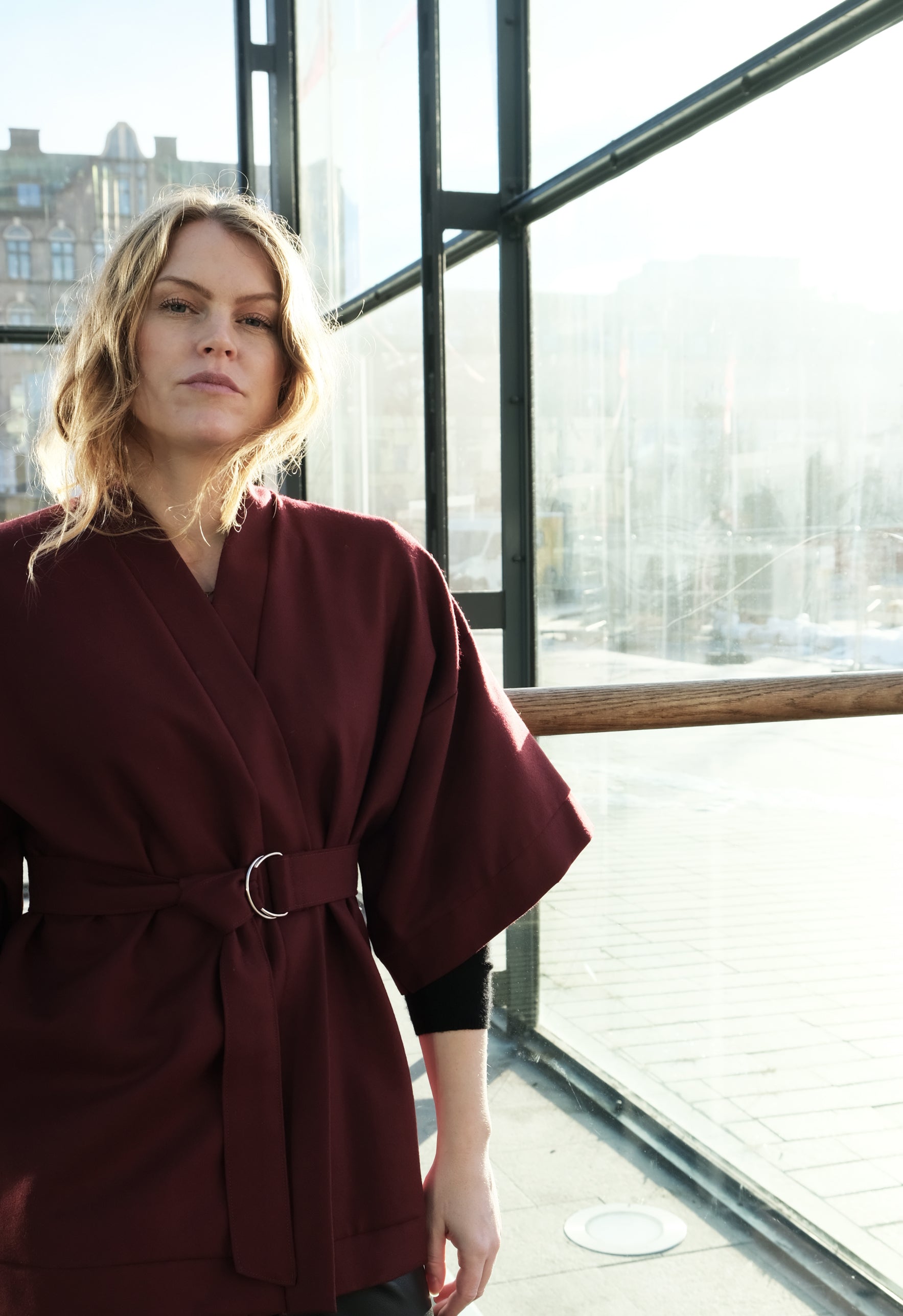 BURGUNDY WOOL KIMONO