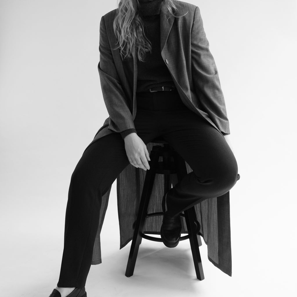 GRAY WOOL TRENCH COAT