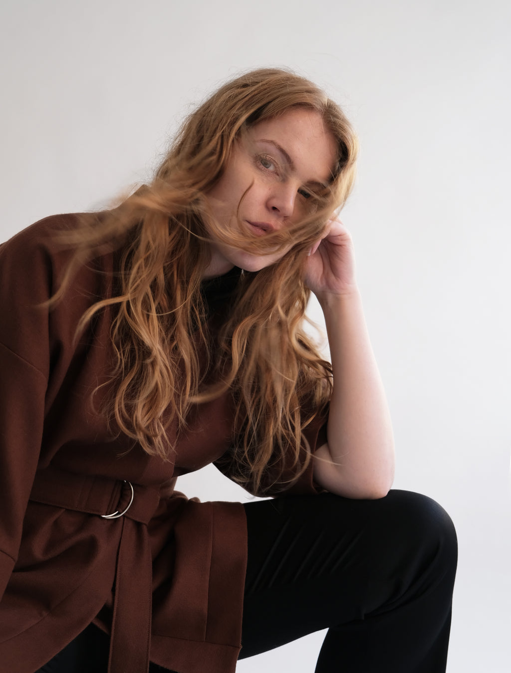 CHESTNUT BROWN WOOL KIMONO