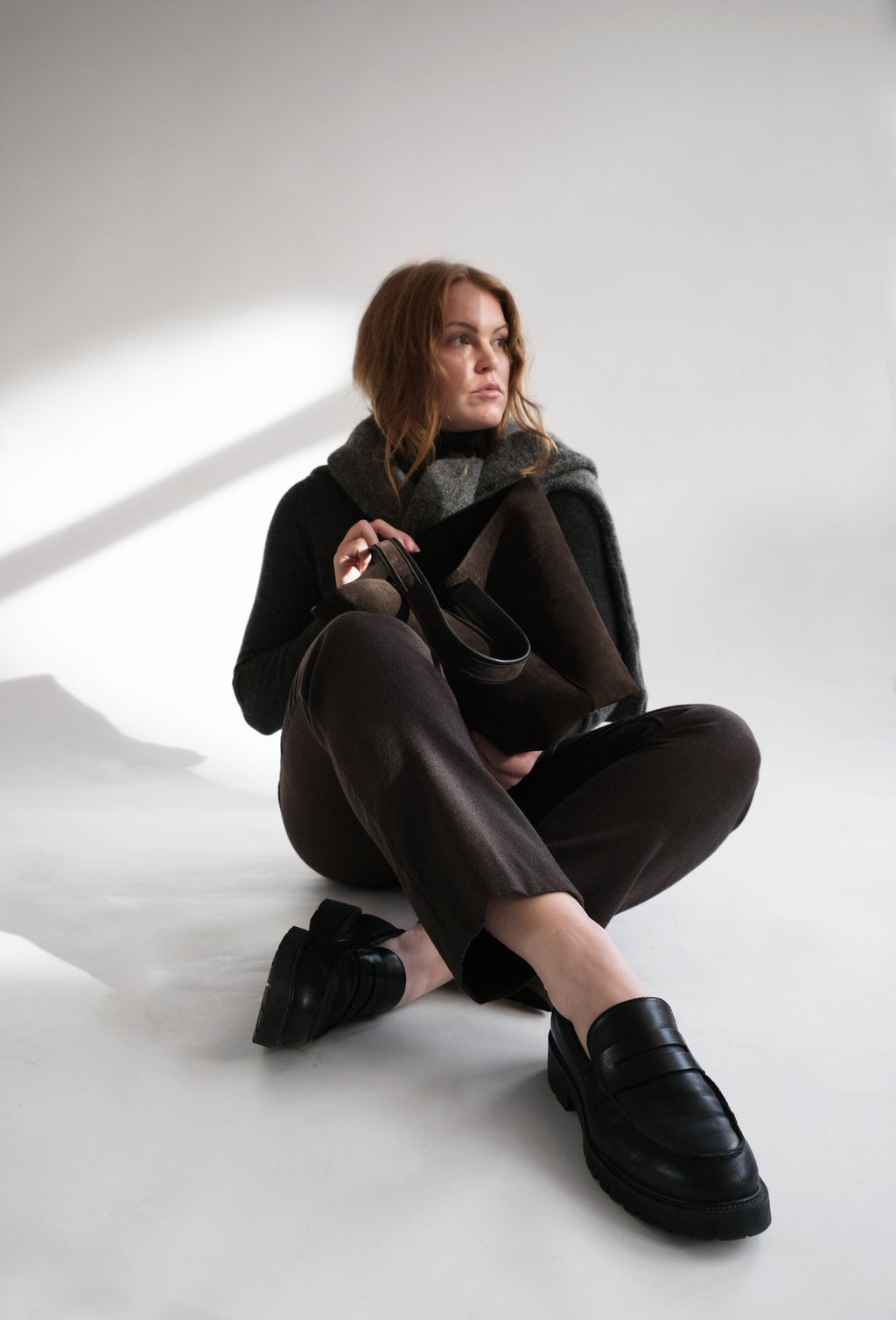 CHOCOLATE BROWN SUEDE TOTE BAG