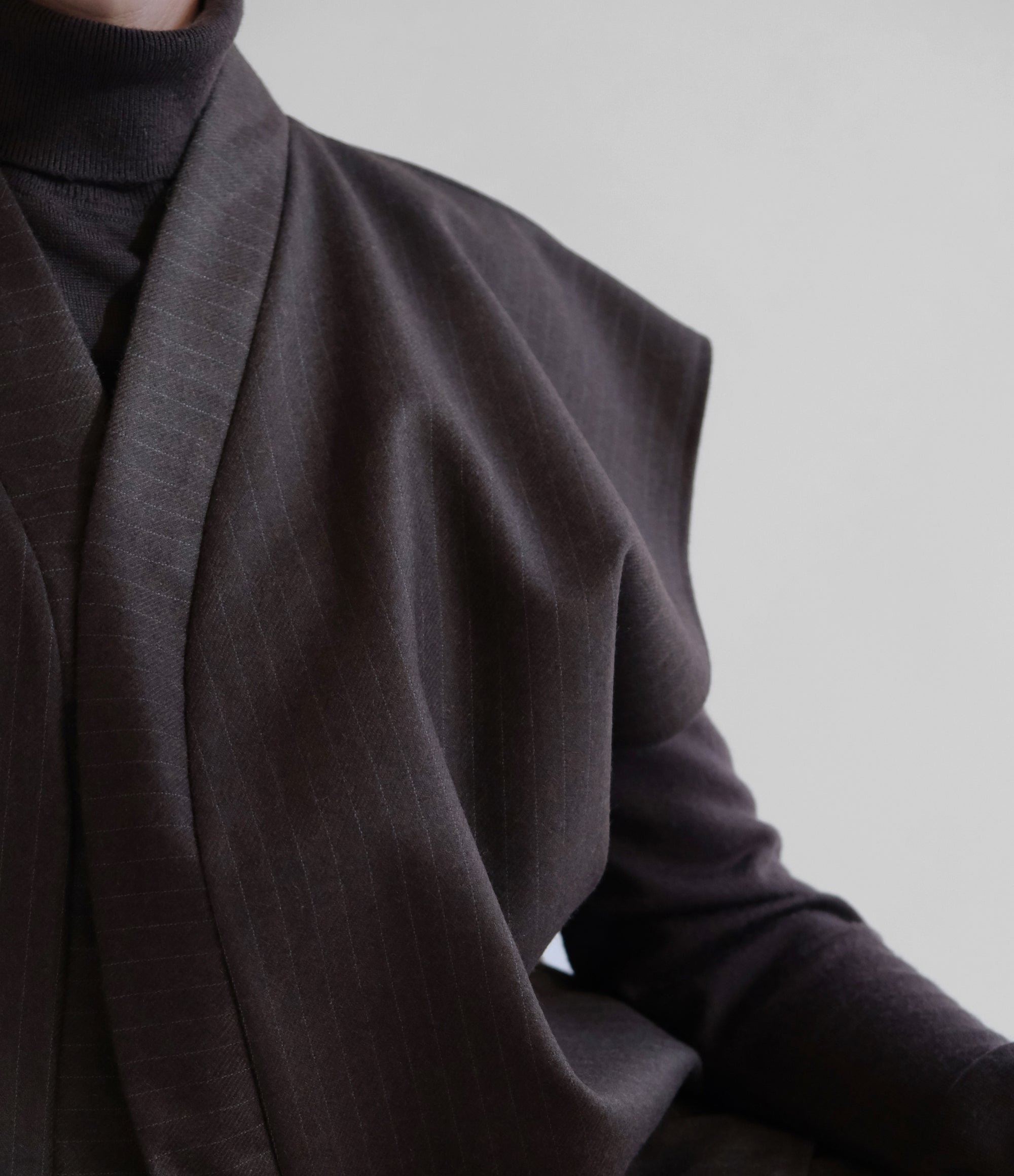 BROWN PINSTRIPE WOOL WAISTCOAT